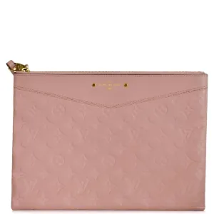 LOUIS VUITTON Daily Pouch Monogram Empreinte Leather Clutch Rose Poudre - 20% OFF