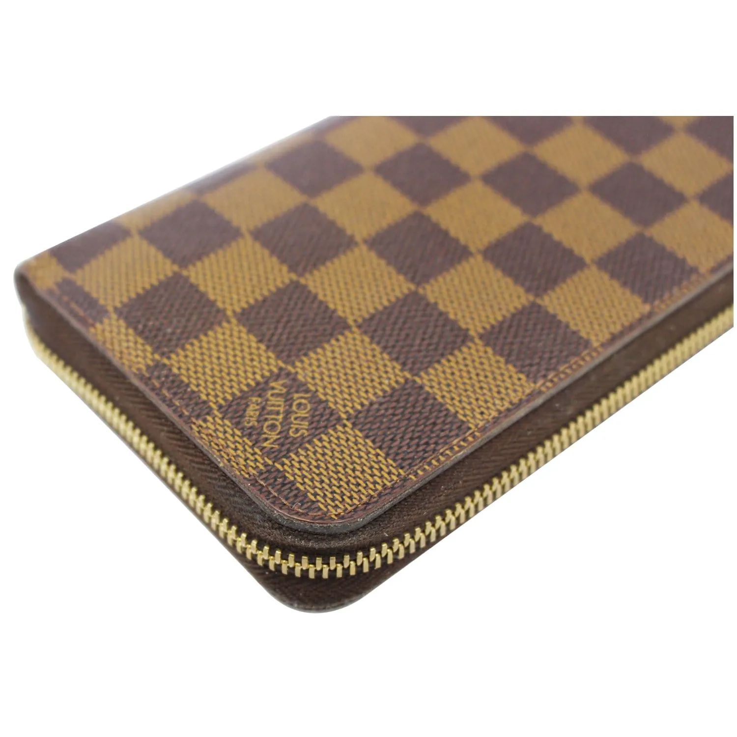 LOUIS VUITTON Damier Ebene Zippy Wallet Brown