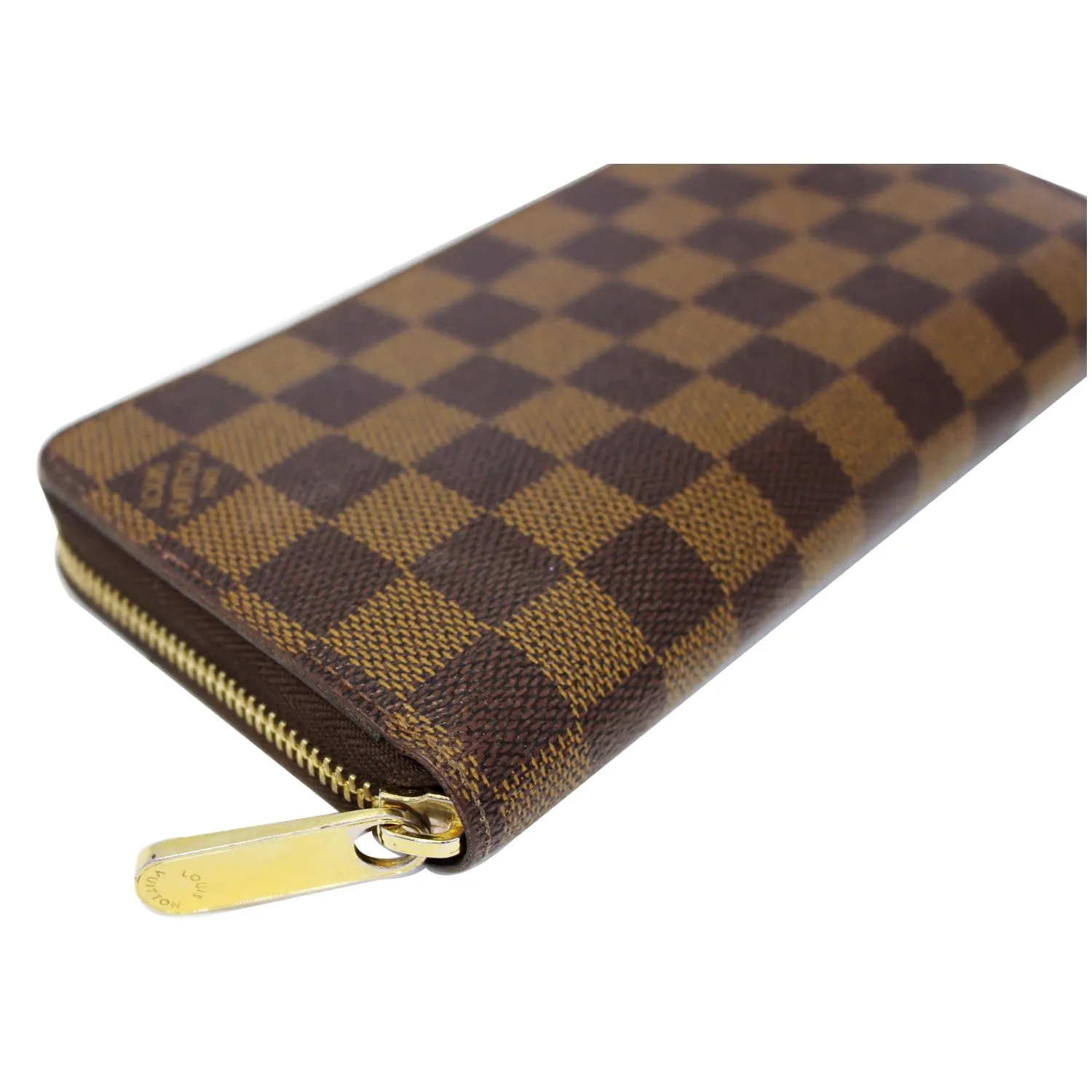 LOUIS VUITTON Damier Ebene Zippy Wallet Brown