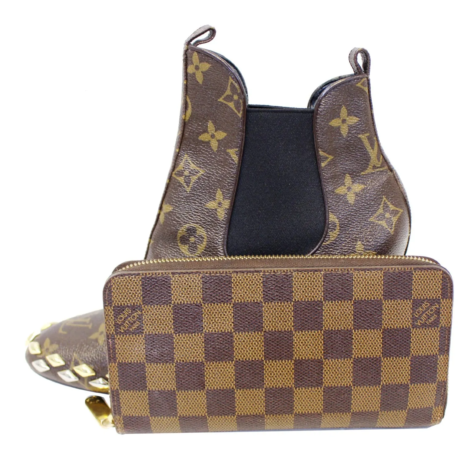 LOUIS VUITTON Damier Ebene Zippy Wallet Brown