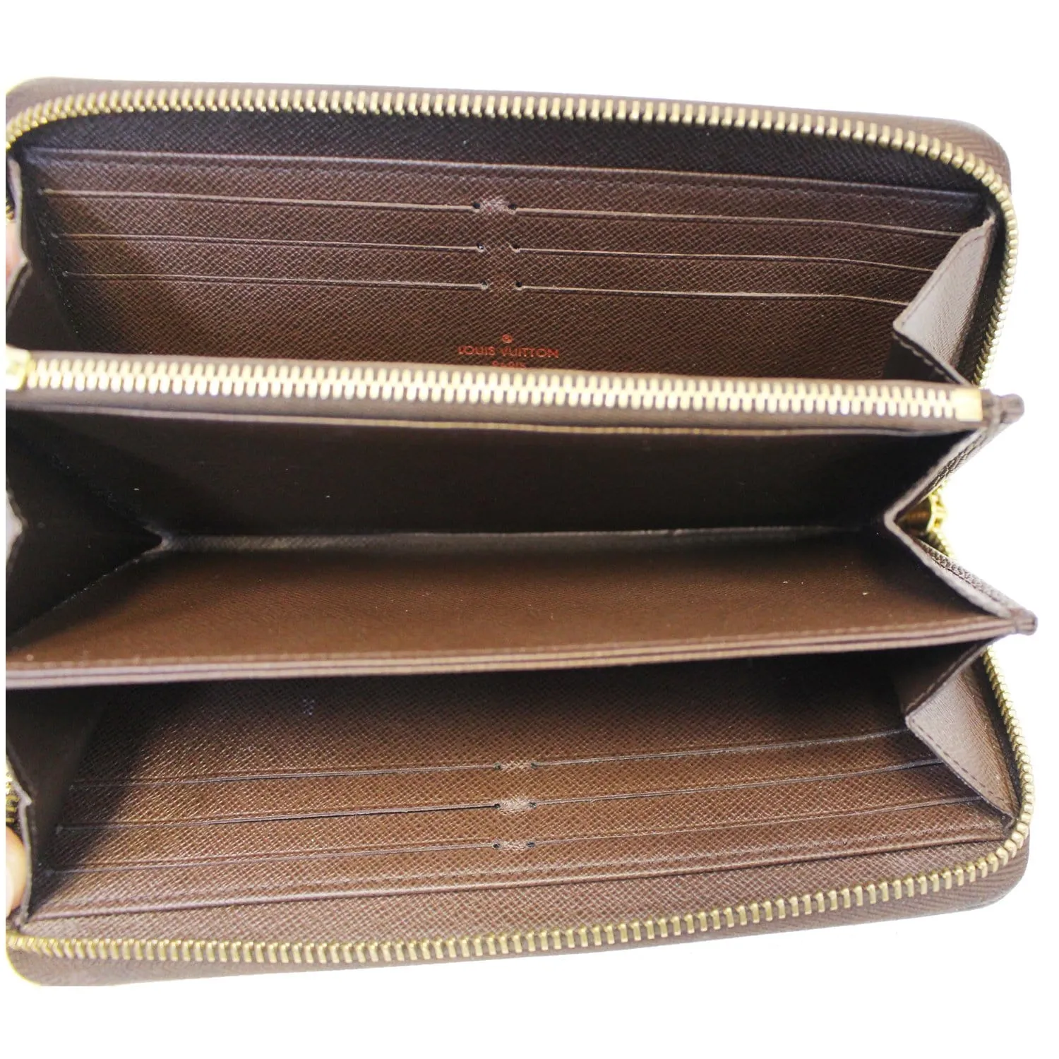 LOUIS VUITTON Damier Ebene Zippy Wallet Brown