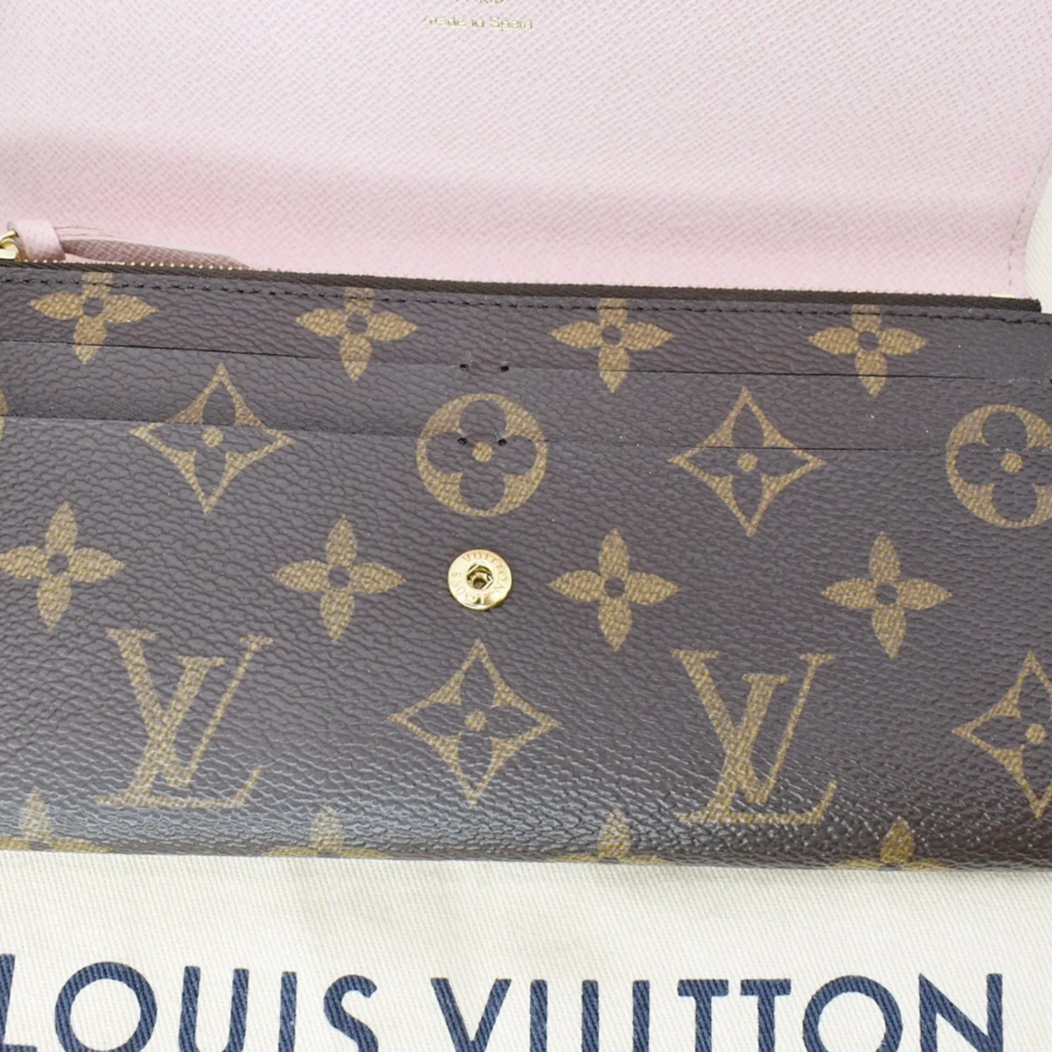 LOUIS VUITTON Emilie Monogram Canvas Wallet Rose Ballerine