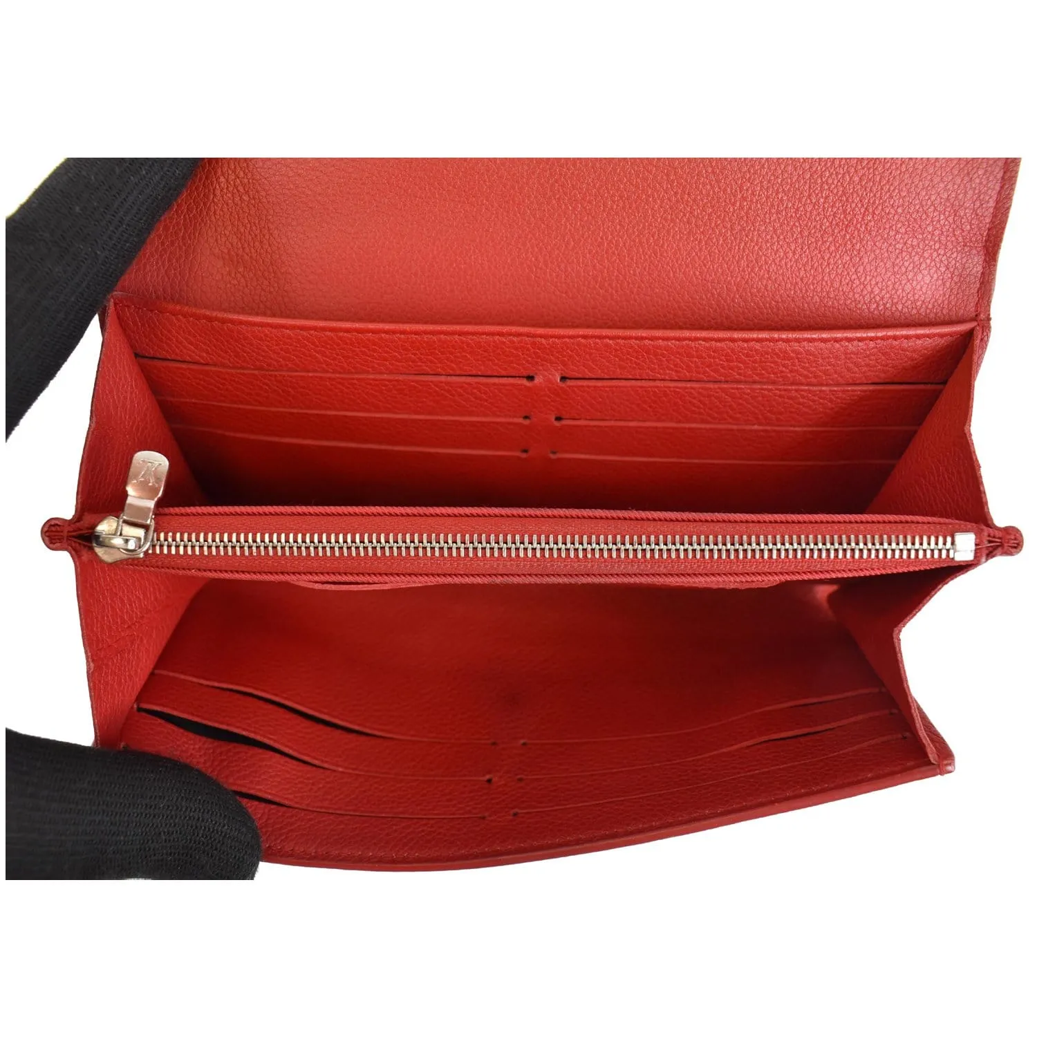LOUIS VUITTON Lockme II Calfskin Leather Wallet Red
