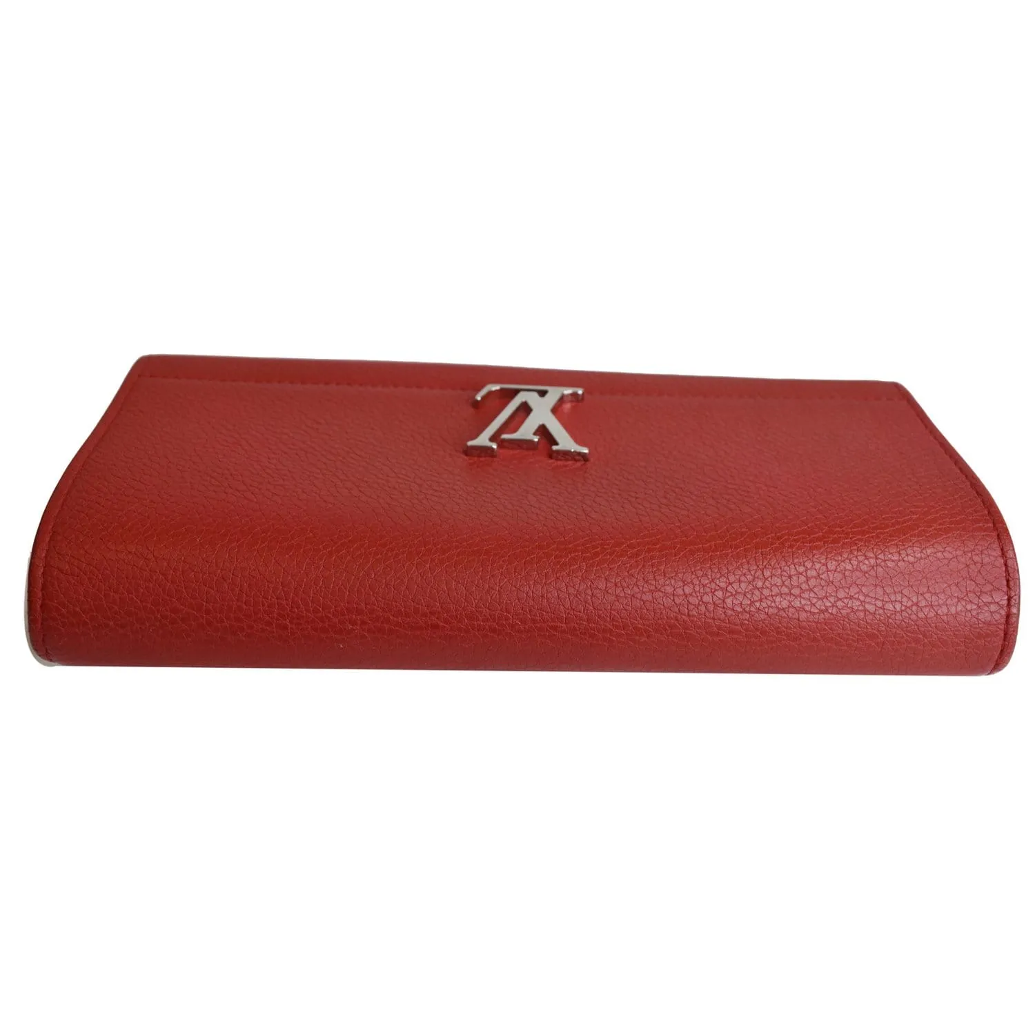 LOUIS VUITTON Lockme II Calfskin Leather Wallet Red