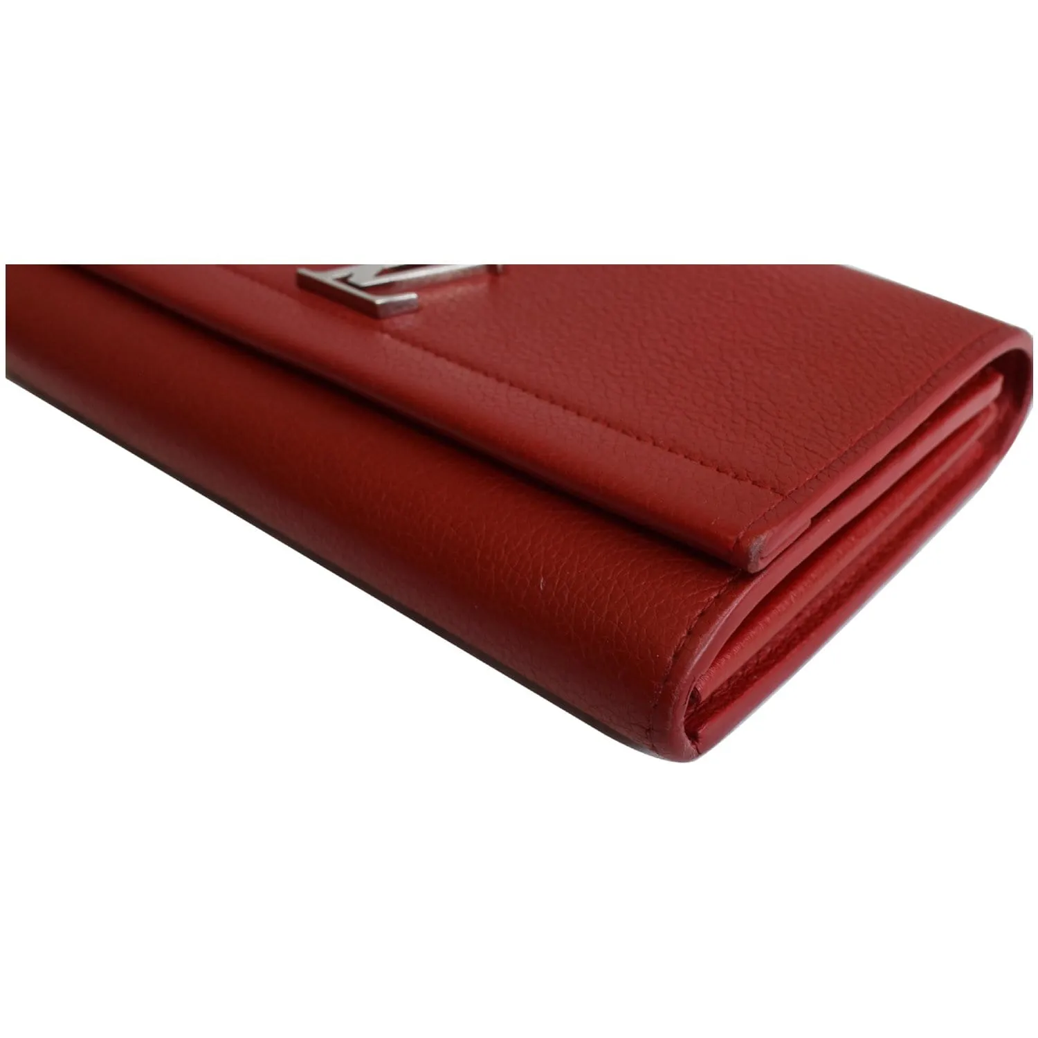 LOUIS VUITTON Lockme II Calfskin Leather Wallet Red