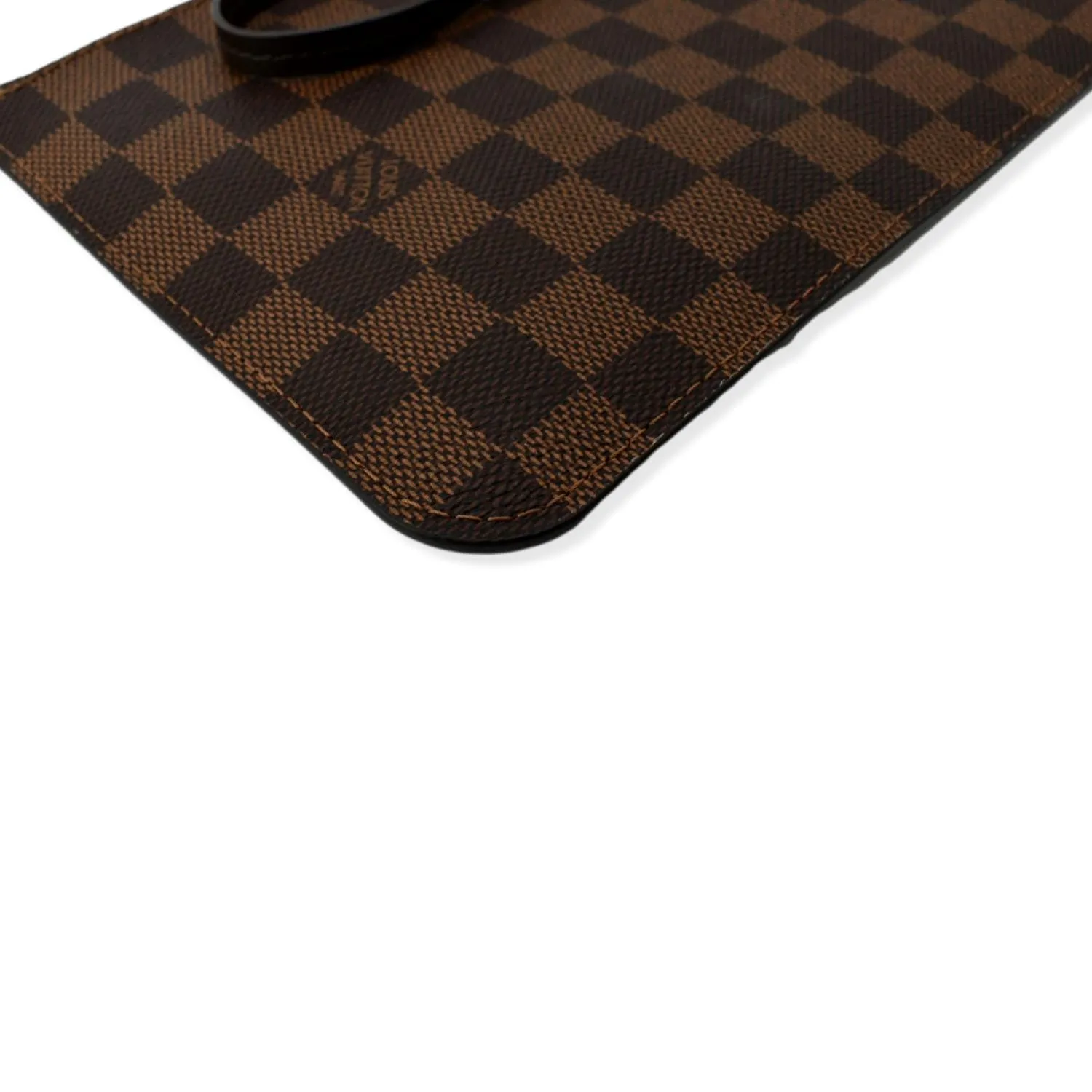 LOUIS VUITTON  Neverfull Damier Ebene Pochette Wristlet Pouch Brown