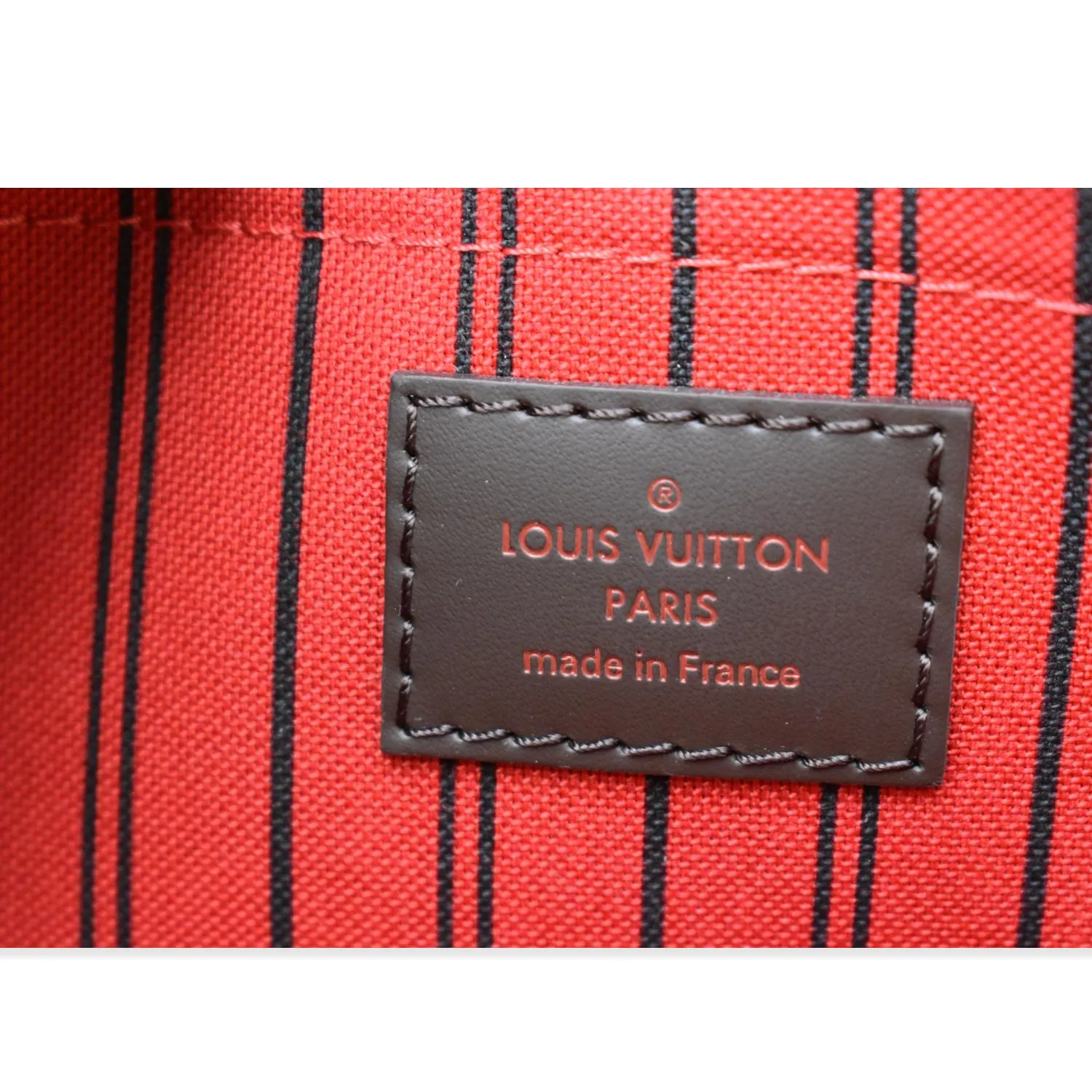 LOUIS VUITTON  Neverfull Damier Ebene Pochette Wristlet Pouch Brown