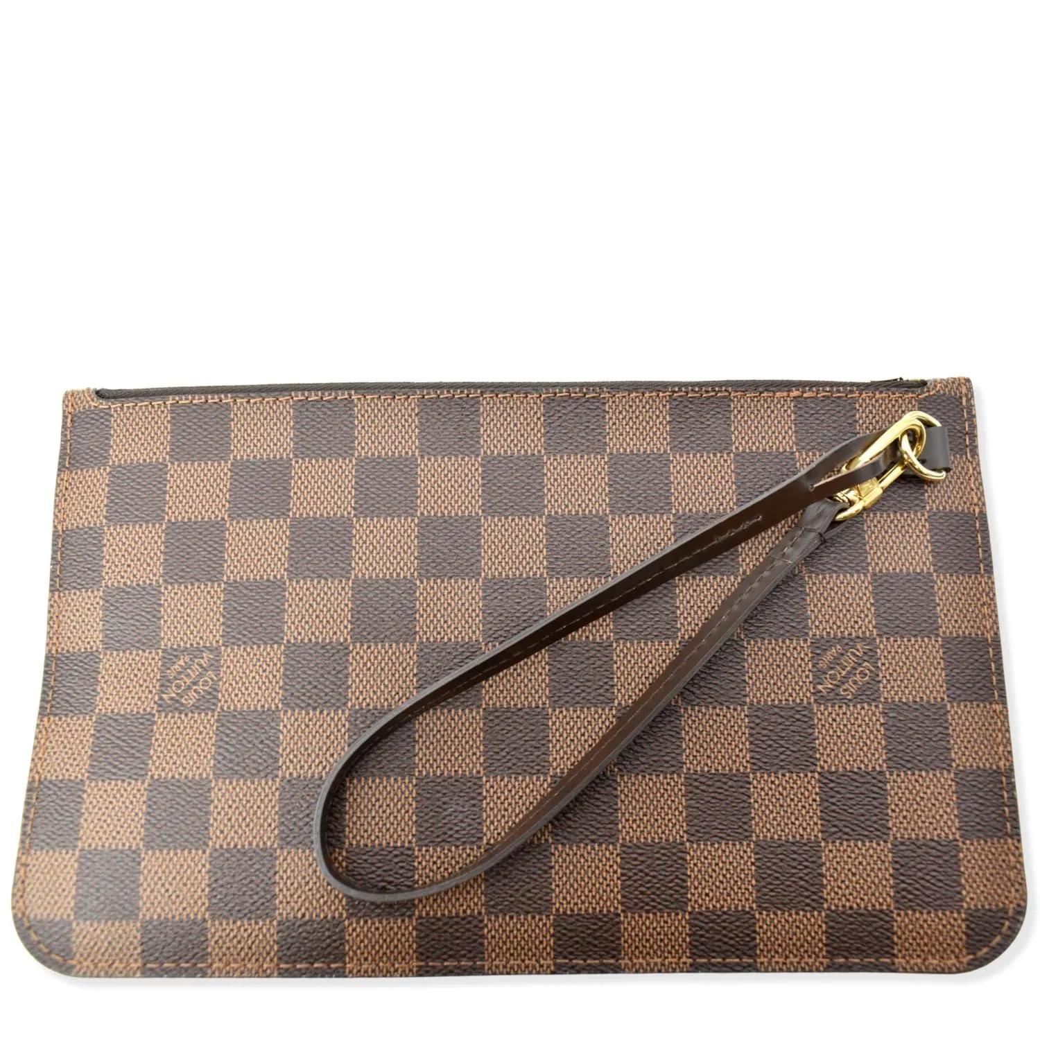 LOUIS VUITTON  Neverfull Damier Ebene Pochette Wristlet Pouch Brown