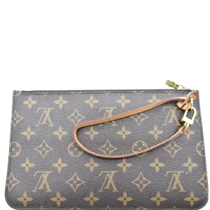 LOUIS VUITTON Neverfull GM Monogram Canvas Pochette Wristlet Pouch Brown
