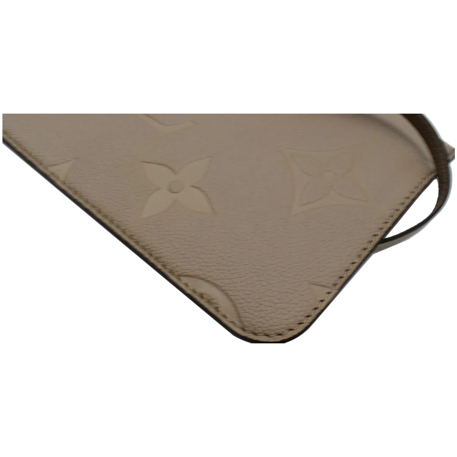 LOUIS VUITTON Neverfull MM Empreinte Monogram Pochette Wristlet Beige