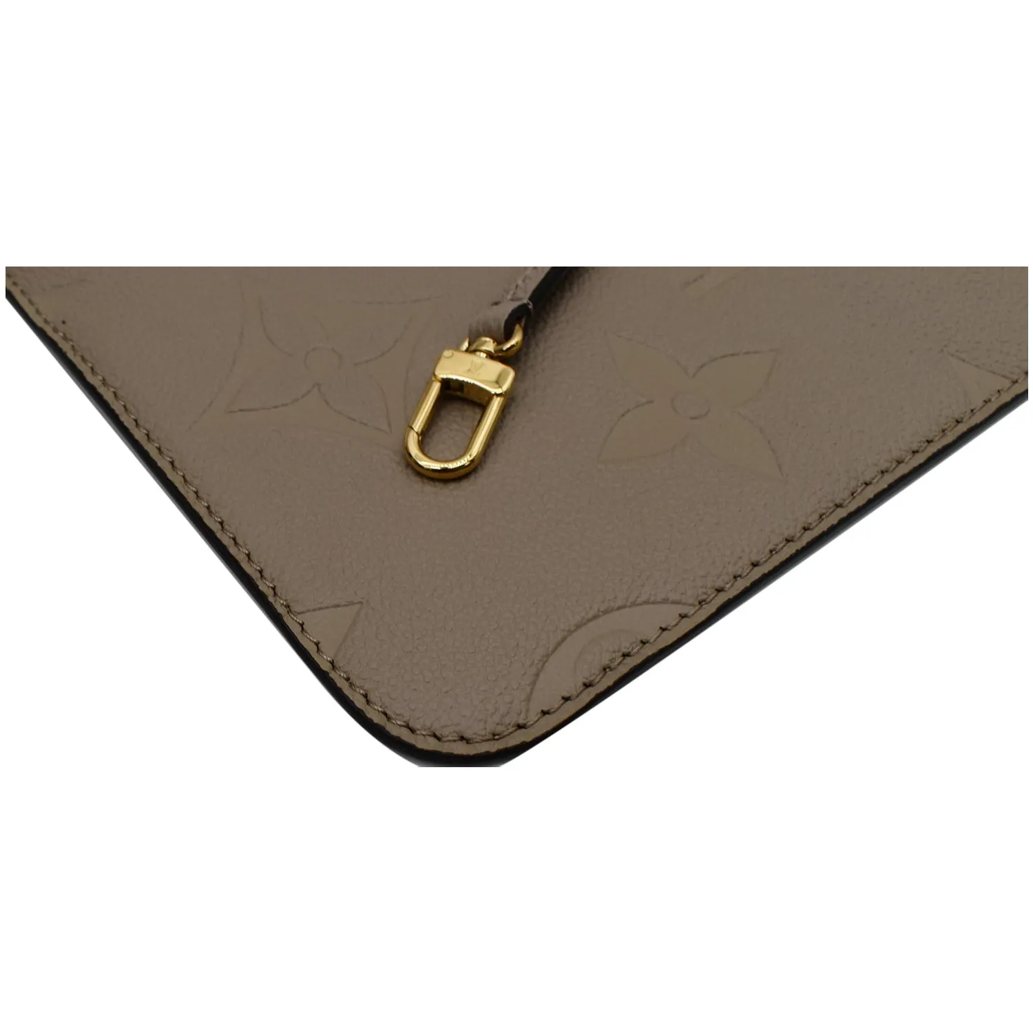 LOUIS VUITTON Neverfull MM Empreinte Monogram Pochette Wristlet Beige