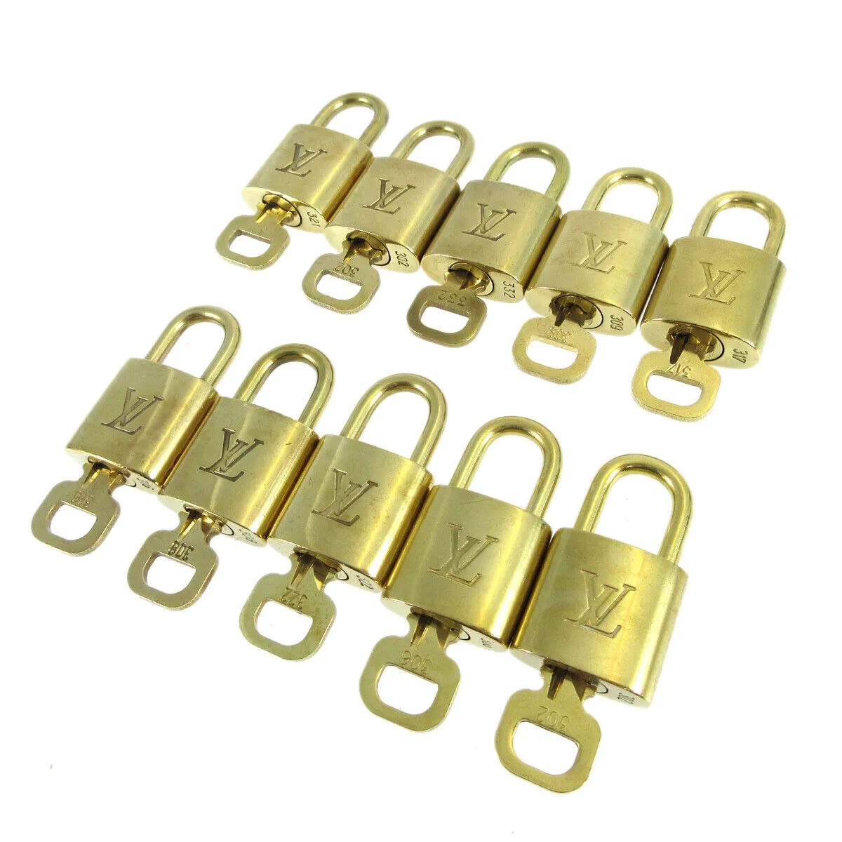 LOUIS VUITTON Padlock & Key Bag Accessories Charm 10 Piece Set Gold 10144