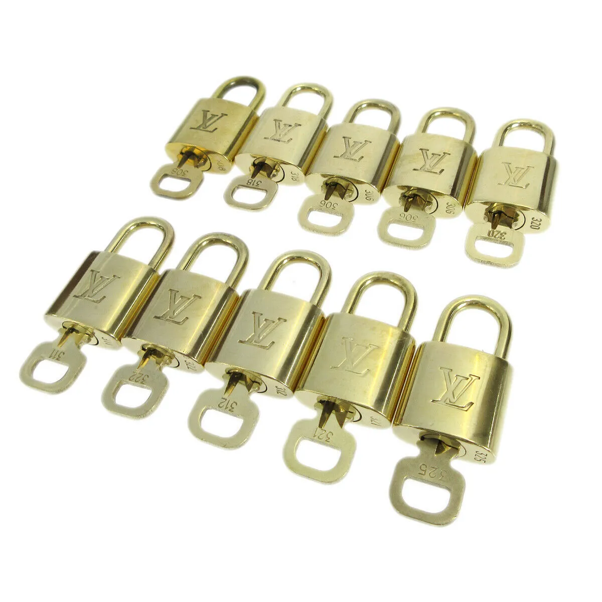 LOUIS VUITTON Padlock & Key Bag Accessories Charm 10 Piece Set Gold 10519