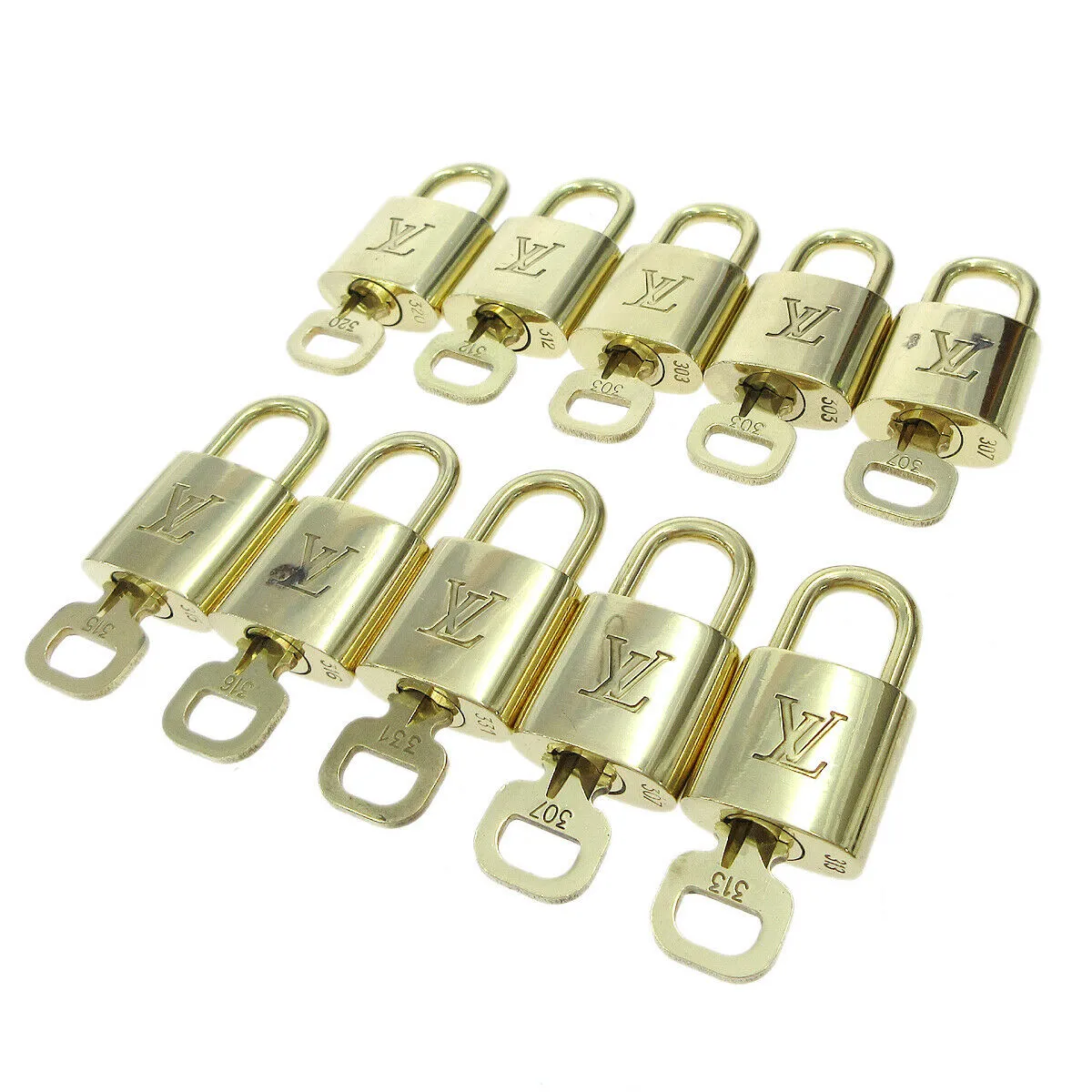 LOUIS VUITTON Padlock & Key Bag Accessories Charm 10 Piece Set Gold 71818