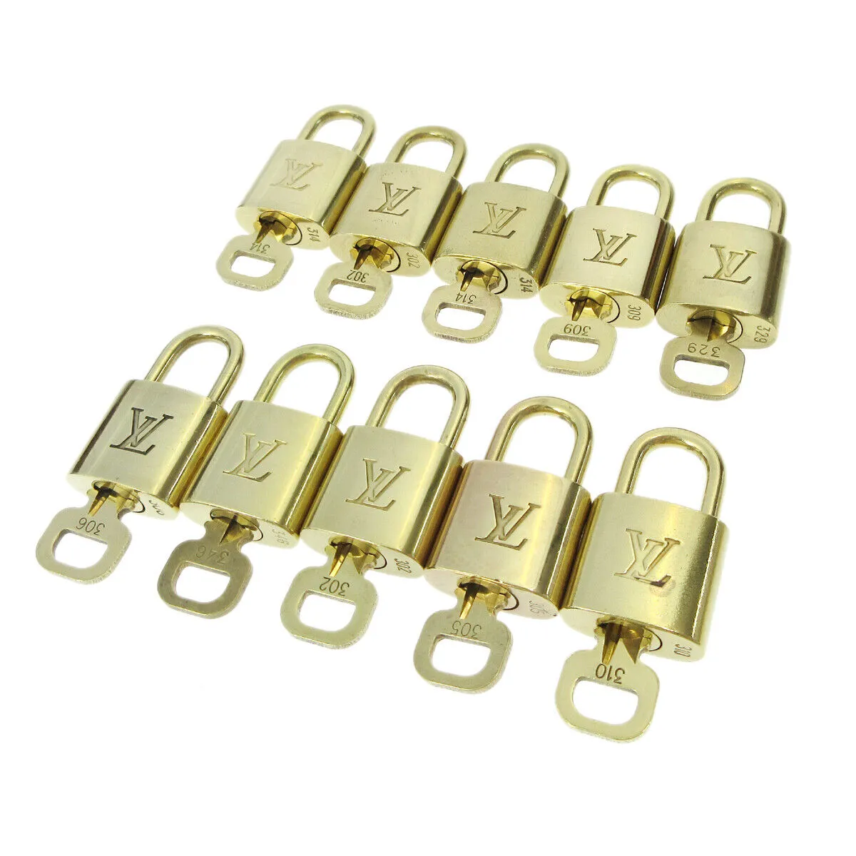 LOUIS VUITTON Padlock & Key Bag Accessories Charm 10 Piece Set Gold 90045