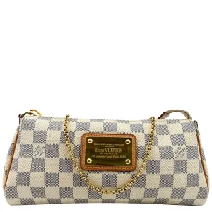 LOUIS VUITTON Pochette Eva Damier Azur Clutch Bag White