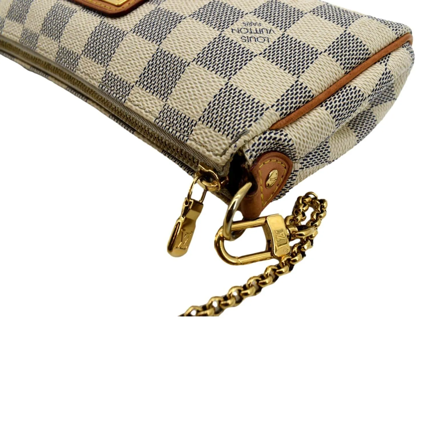 LOUIS VUITTON Pochette Eva Damier Azur Clutch Bag White