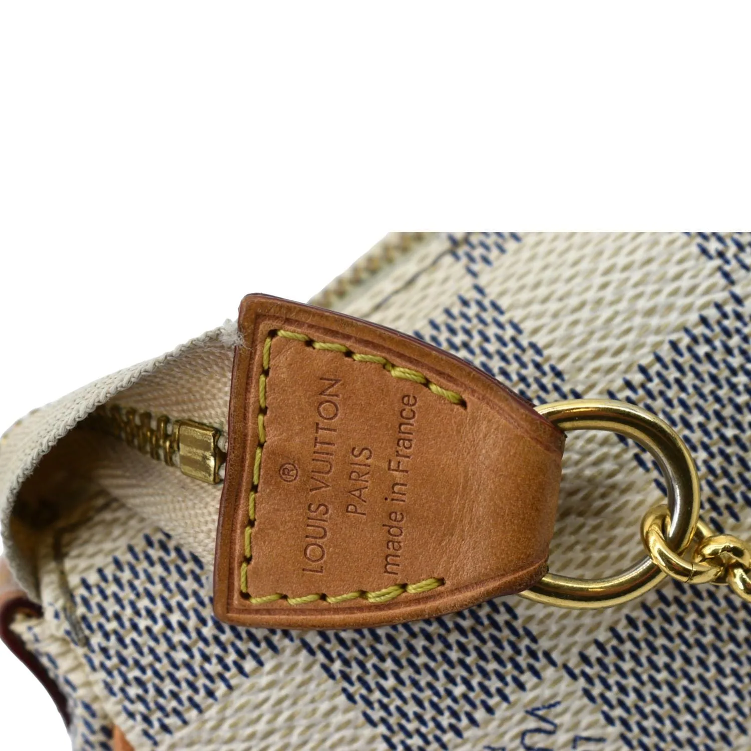 LOUIS VUITTON Pochette Eva Damier Azur Clutch Bag White