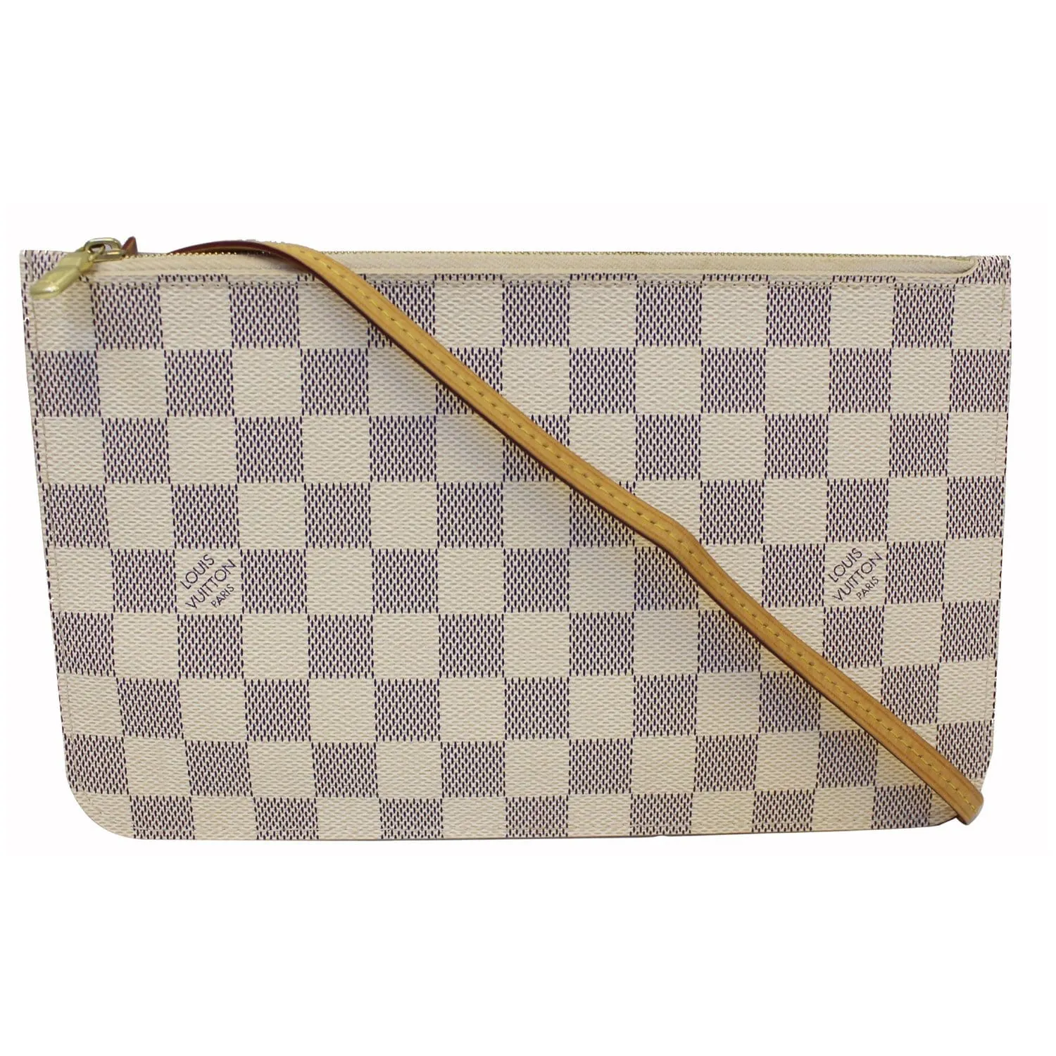 LOUIS VUITTON Pochette Wristlet Pouch Damier Azur Neverfull MM White