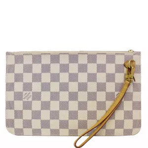 LOUIS VUITTON Pochette Wristlet Pouch Damier Azur Neverfull MM White
