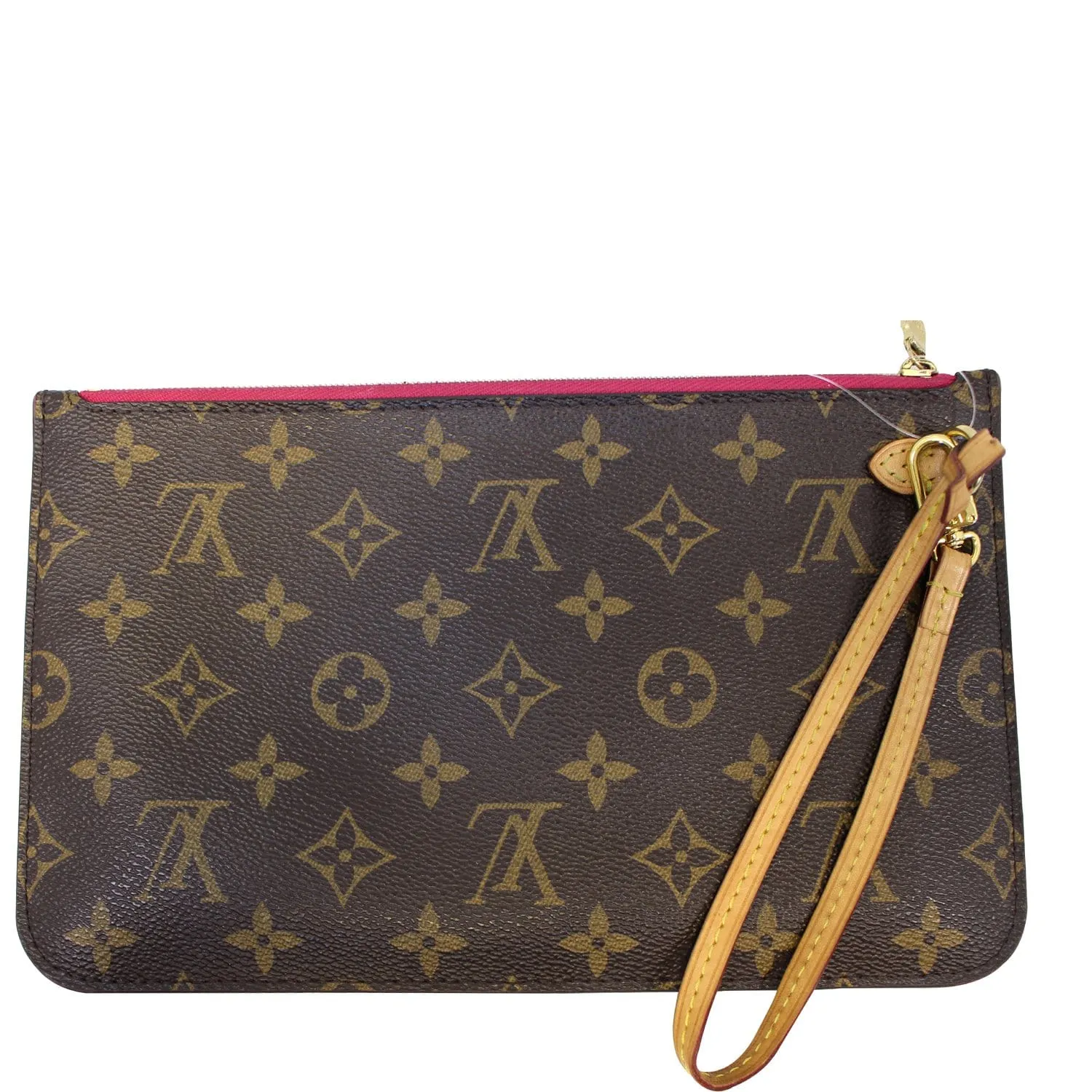 LOUIS VUITTON Pochette Wristlet Pouch Monogram Canvas Neverfull Fuchsia