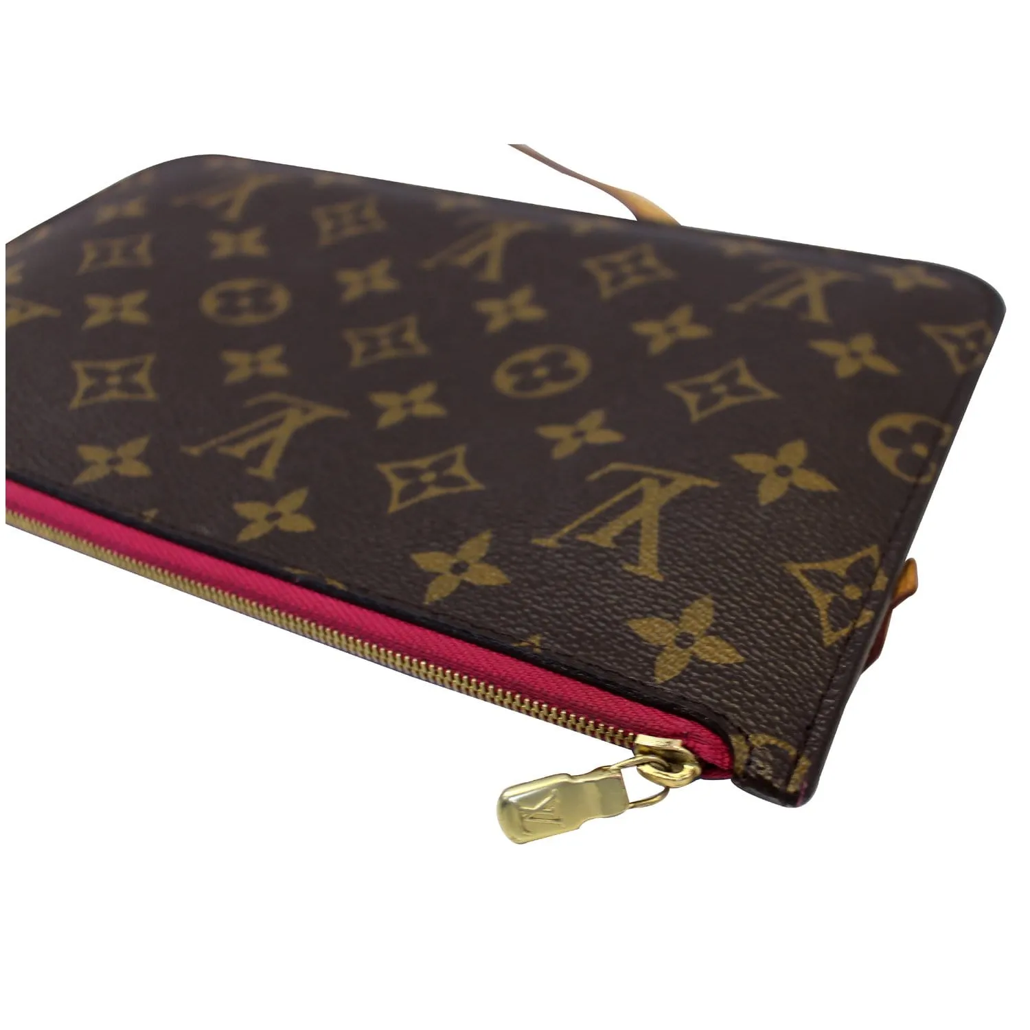 LOUIS VUITTON Pochette Wristlet Pouch Monogram Canvas Neverfull Fuchsia