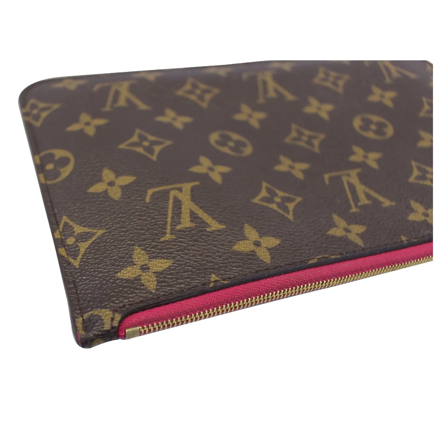 LOUIS VUITTON Pochette Wristlet Pouch Monogram Canvas Neverfull Fuchsia