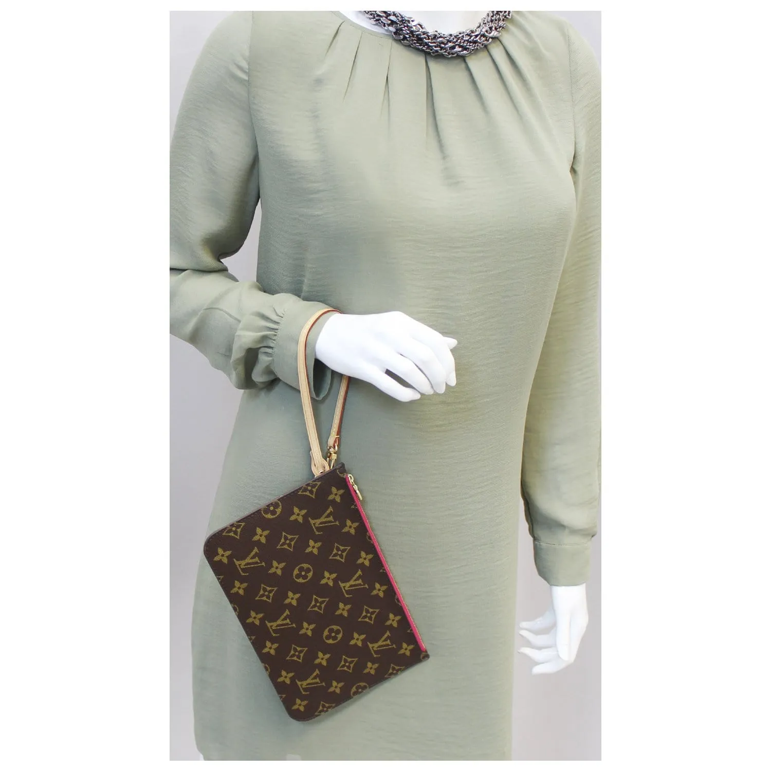 LOUIS VUITTON Pochette Wristlet Pouch Monogram Canvas Neverfull
