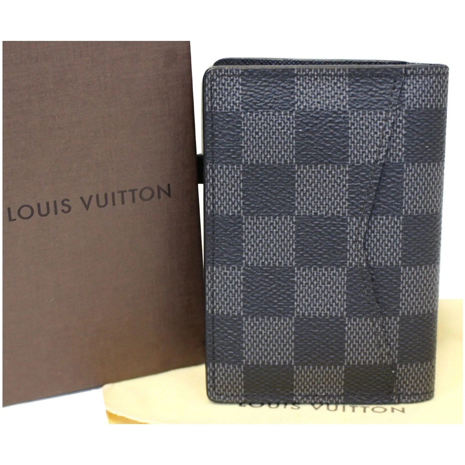 LOUIS VUITTON Pocket Organizer Damier Graphite Card Case Black