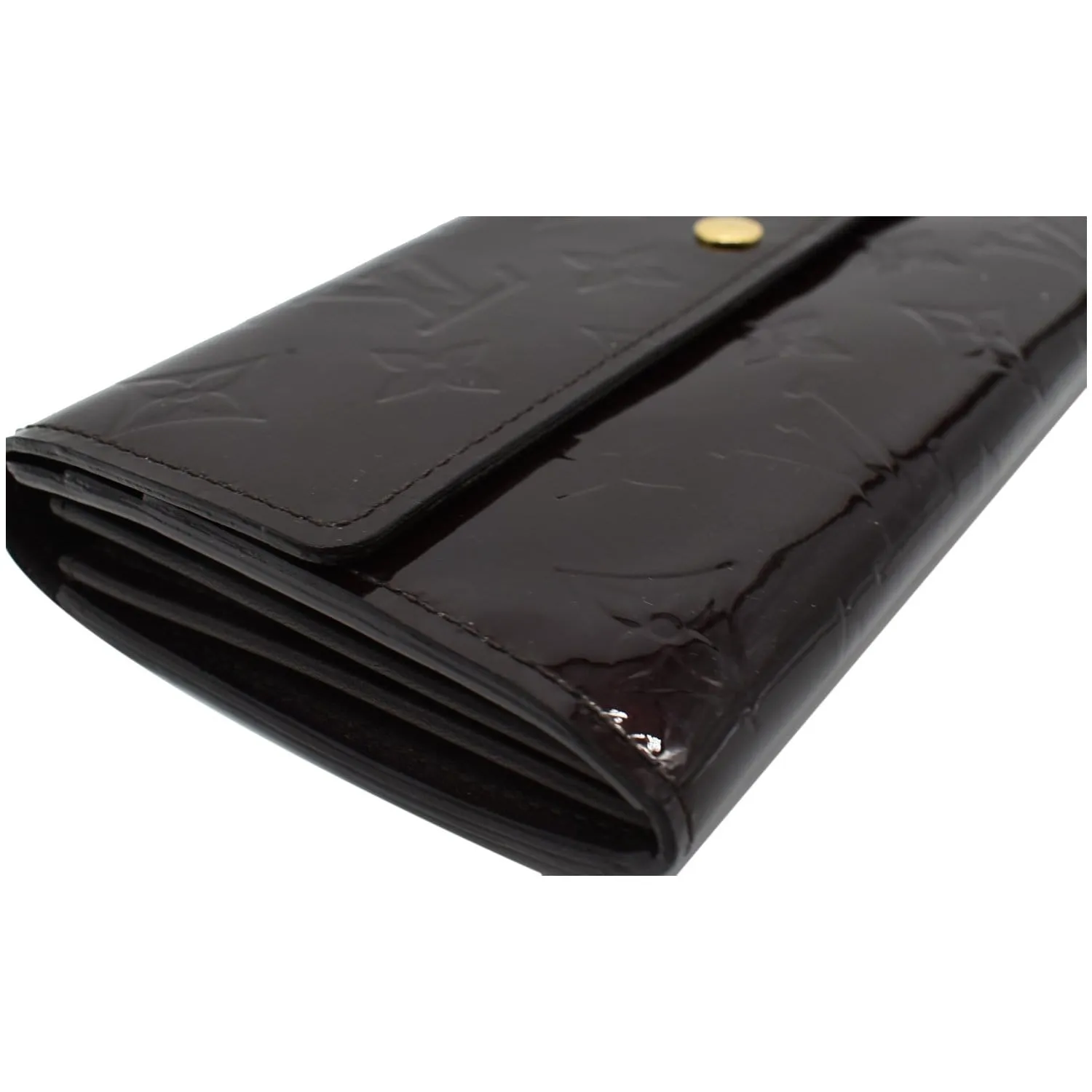 LOUIS VUITTON Sarah Monogram Vernis Leather Wallet Amarante Red