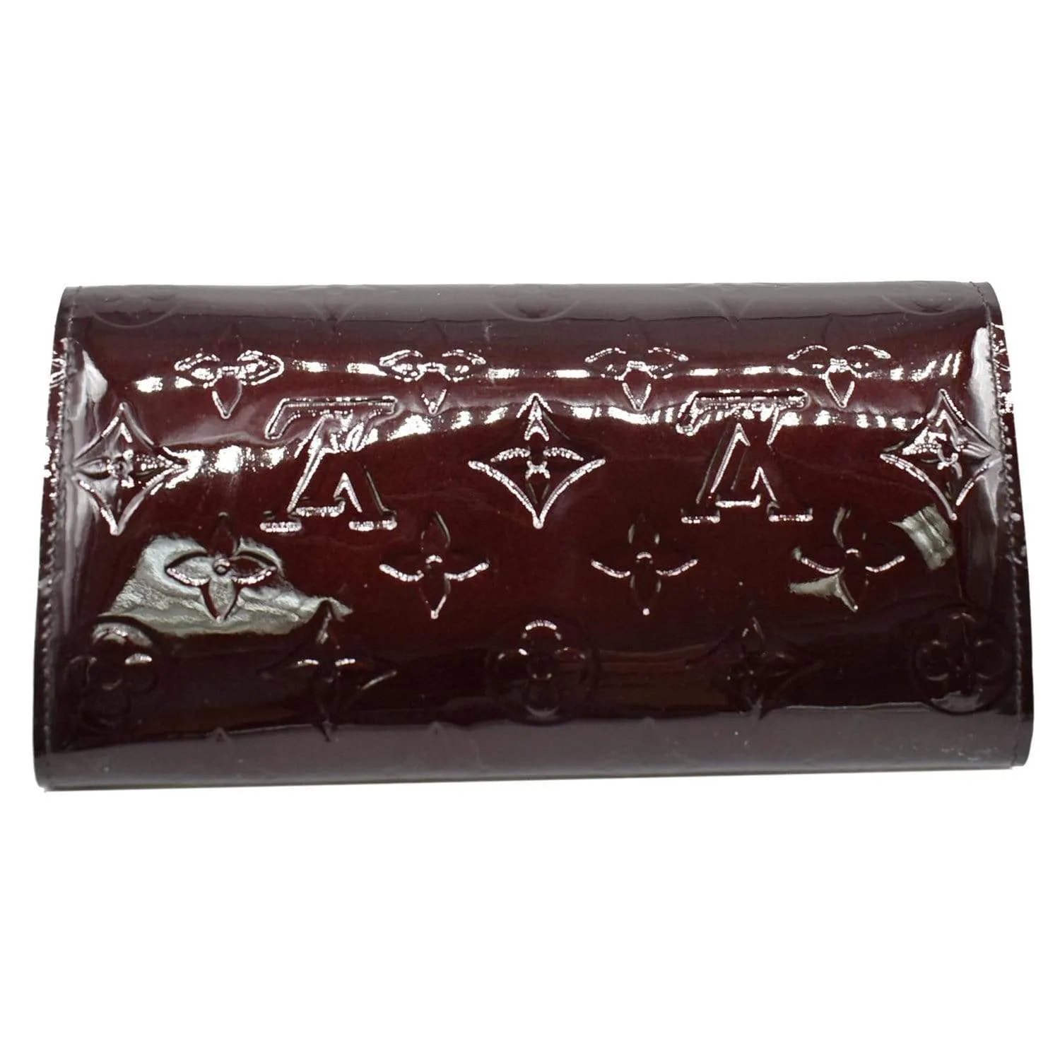 LOUIS VUITTON Sarah Monogram Vernis Leather Wallet Amarante Red
