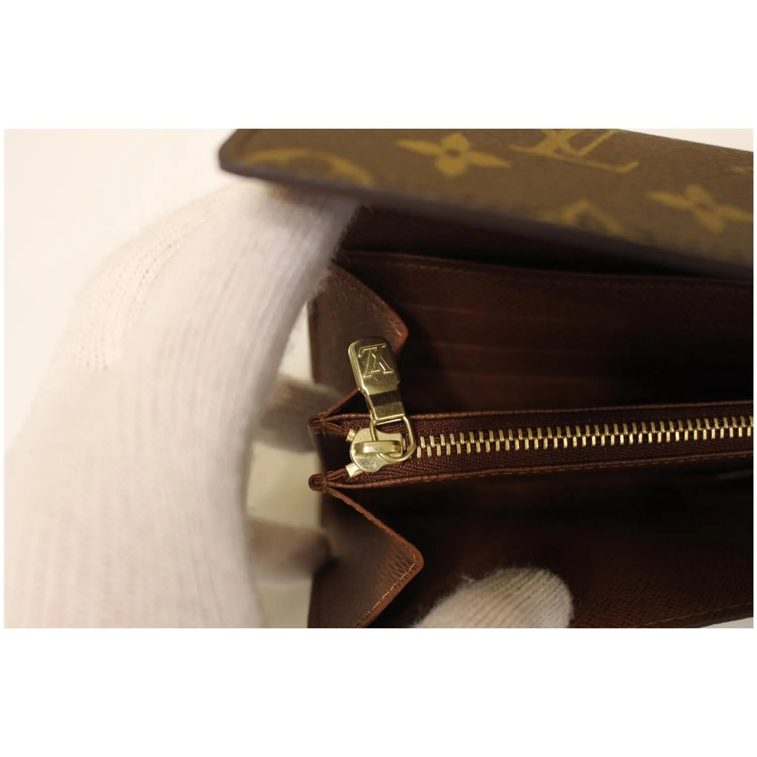 LOUIS VUITTON Sarah NM Monogram Canvas Wallet Brown