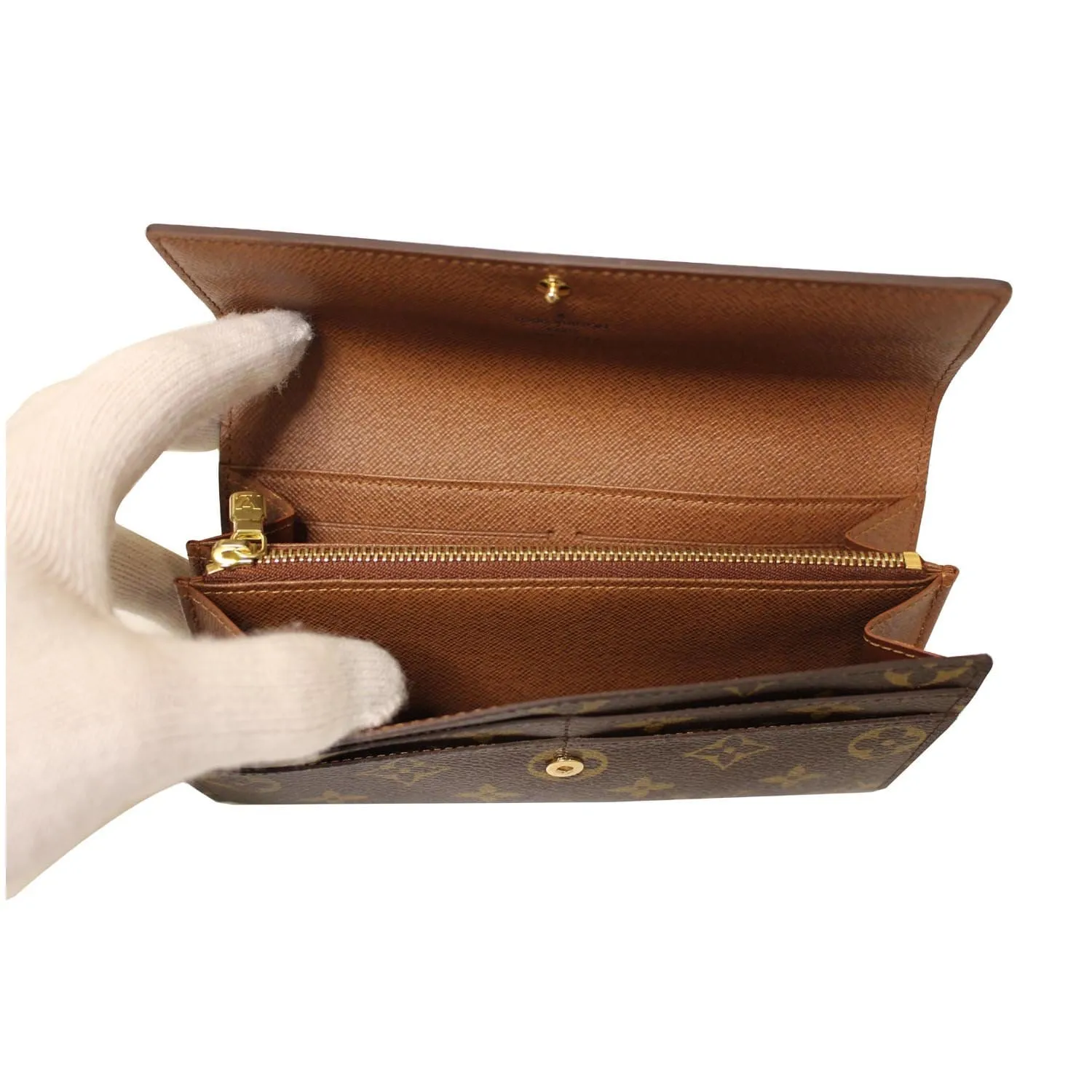 LOUIS VUITTON Sarah NM Monogram Canvas Wallet Brown