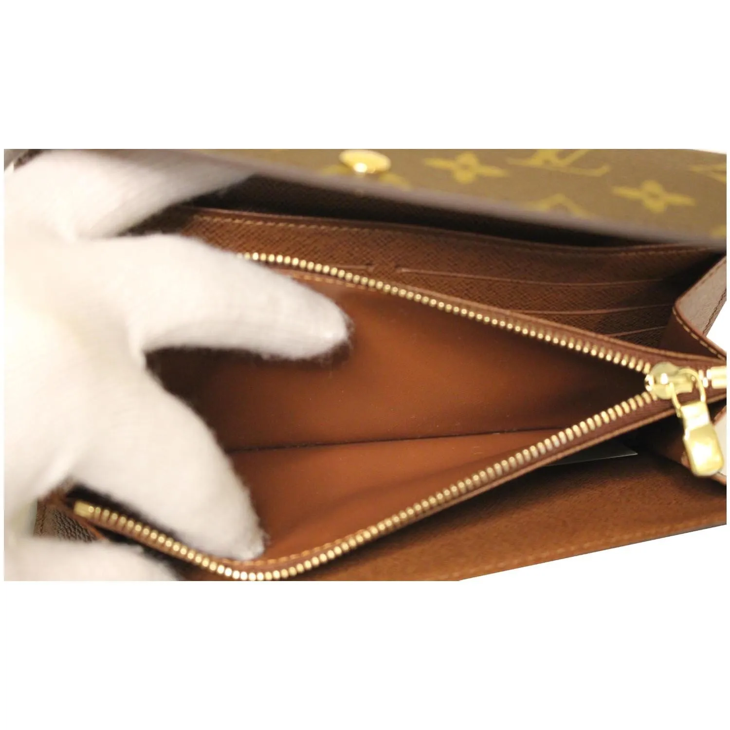 LOUIS VUITTON Sarah NM Monogram Canvas Wallet Brown