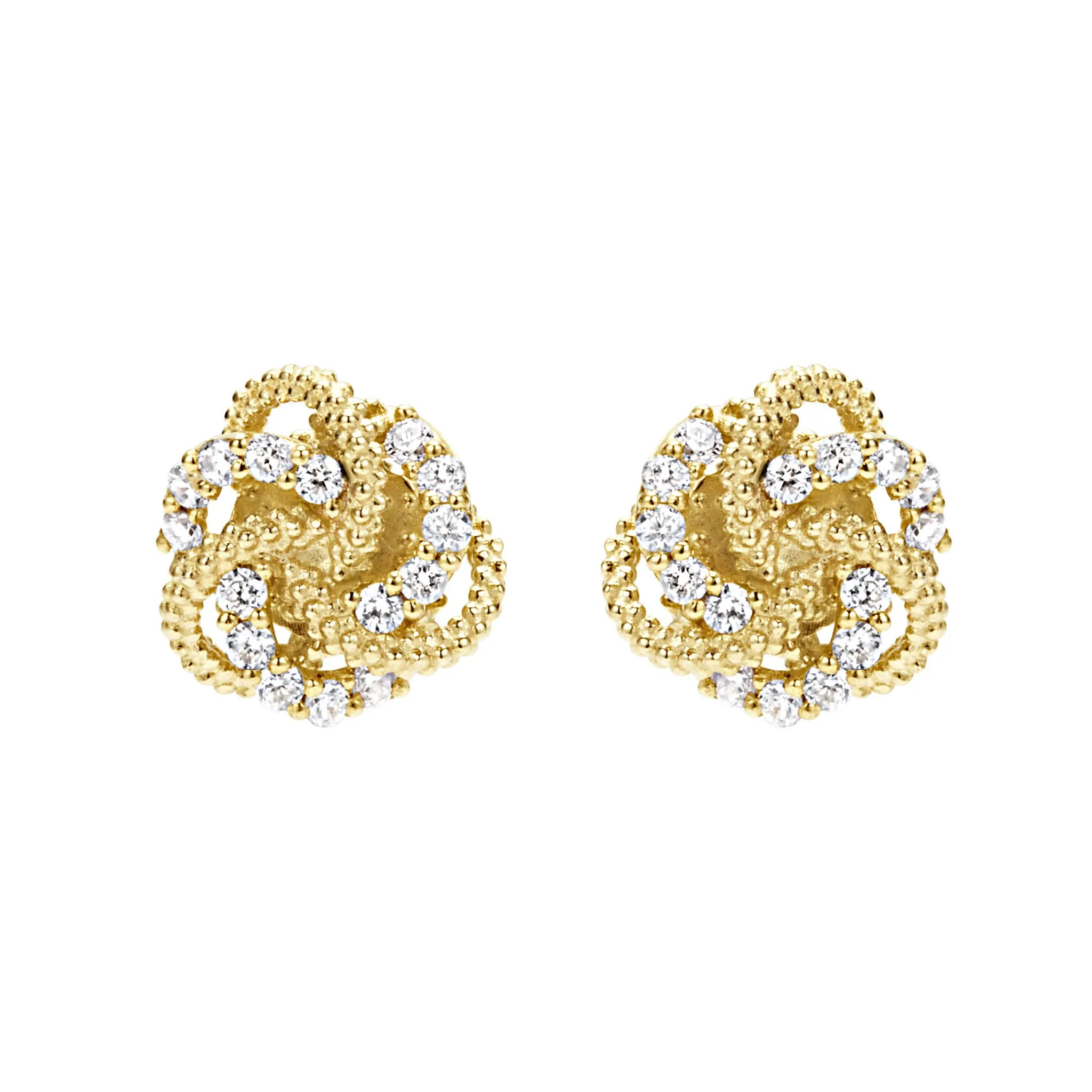 Love Knot Small 18K Gold Love Knot Diamond Stud Earrings