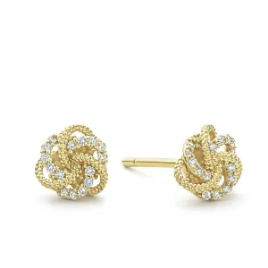Love Knot Small 18K Gold Love Knot Diamond Stud Earrings