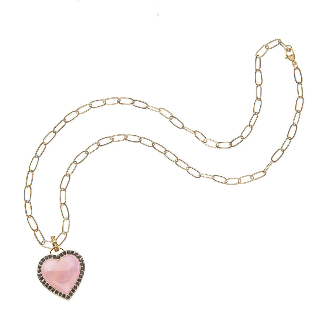 Love Set in Stone Rose Quartz Necklace