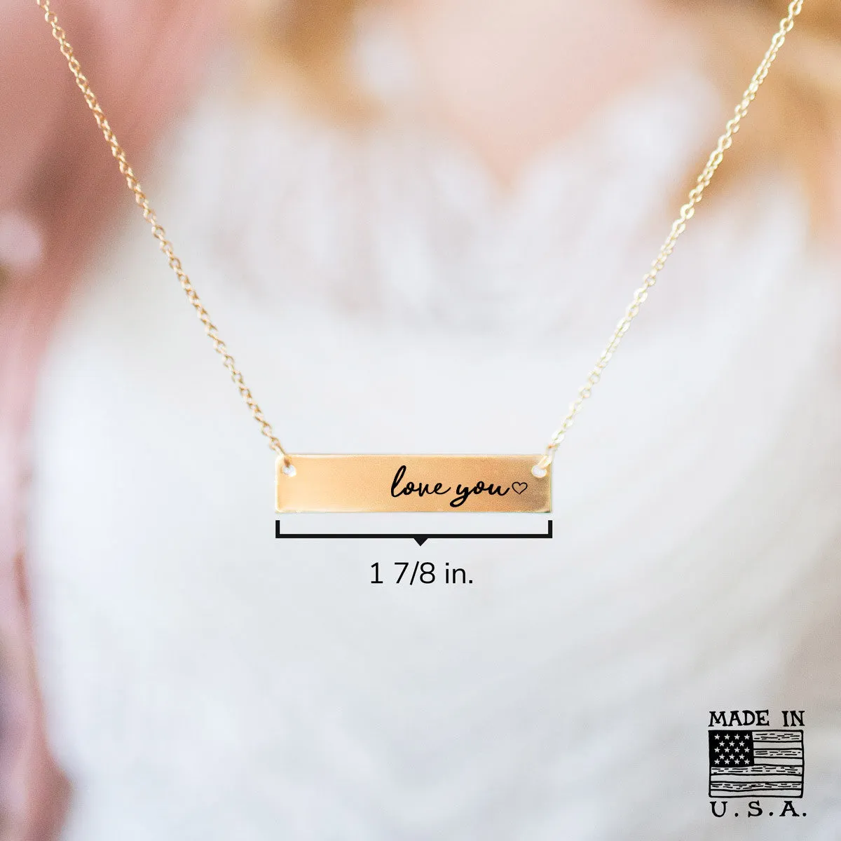 Love You Gold / Silver Bar Necklace