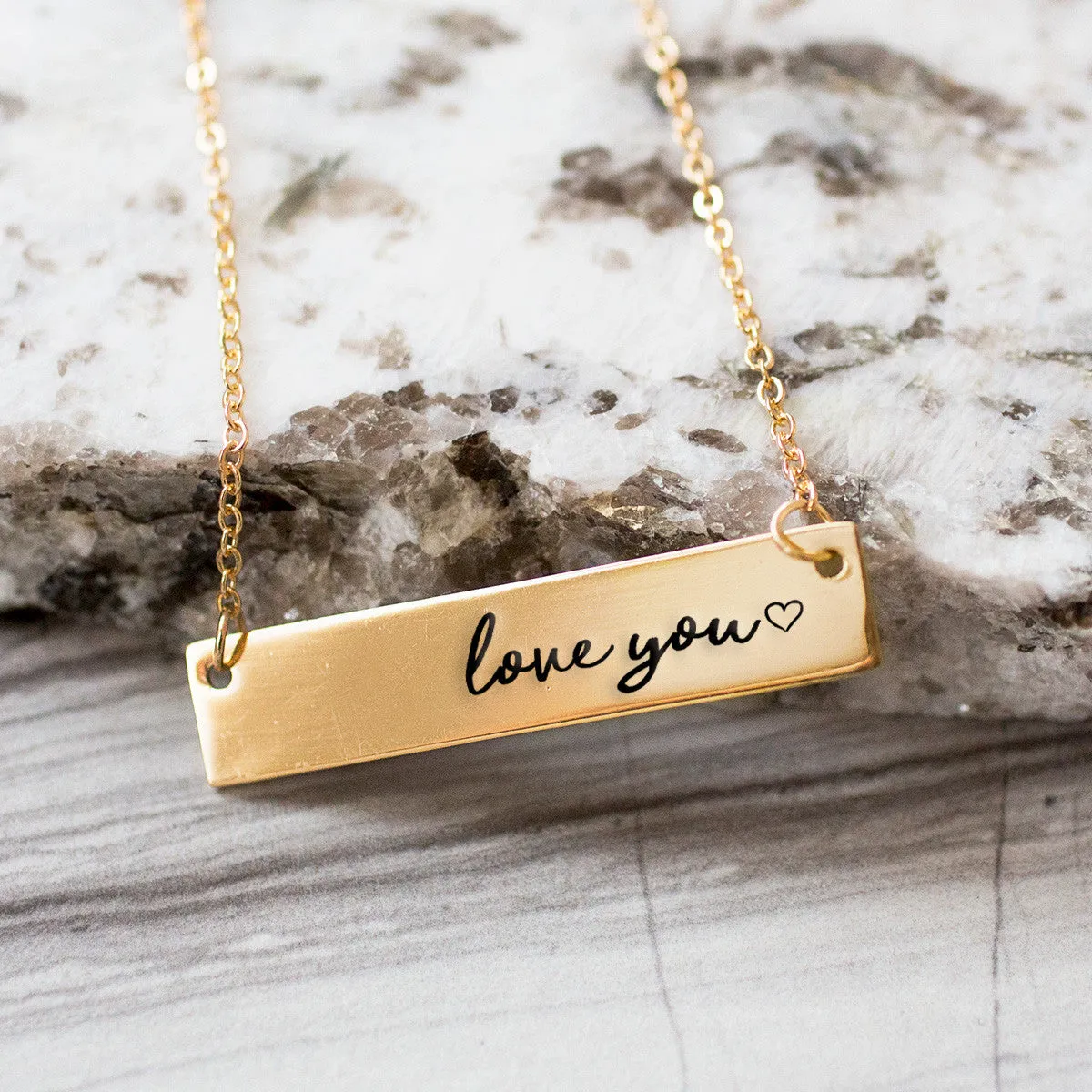 Love You Gold / Silver Bar Necklace
