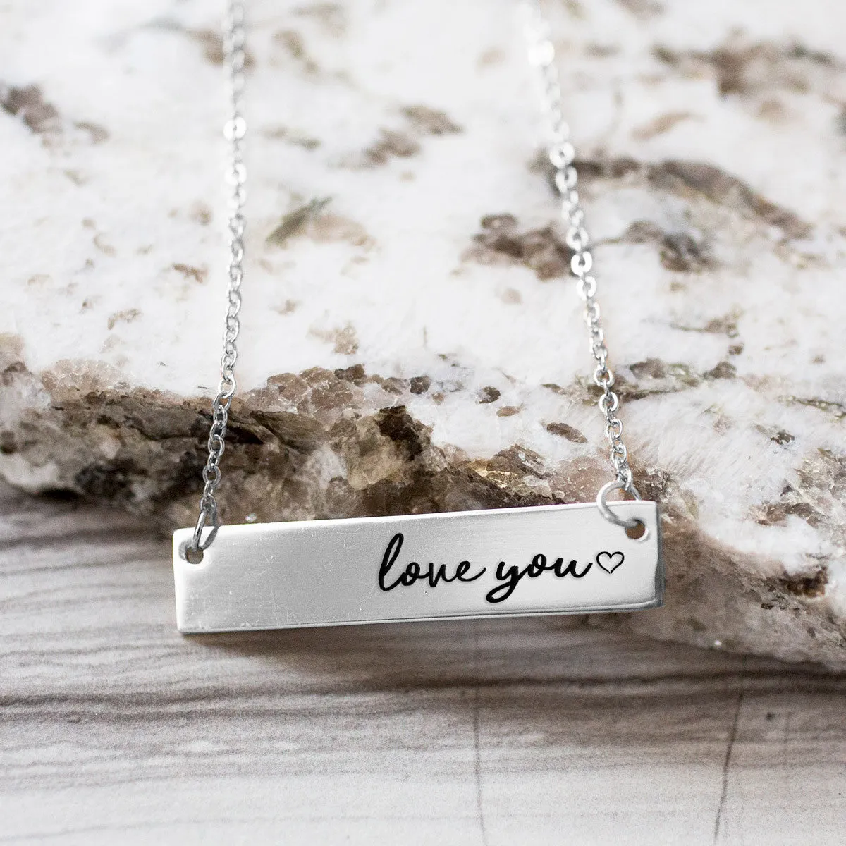 Love You Gold / Silver Bar Necklace