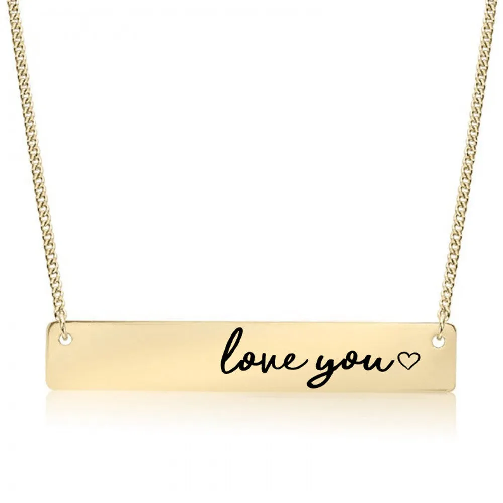 Love You Gold / Silver Bar Necklace