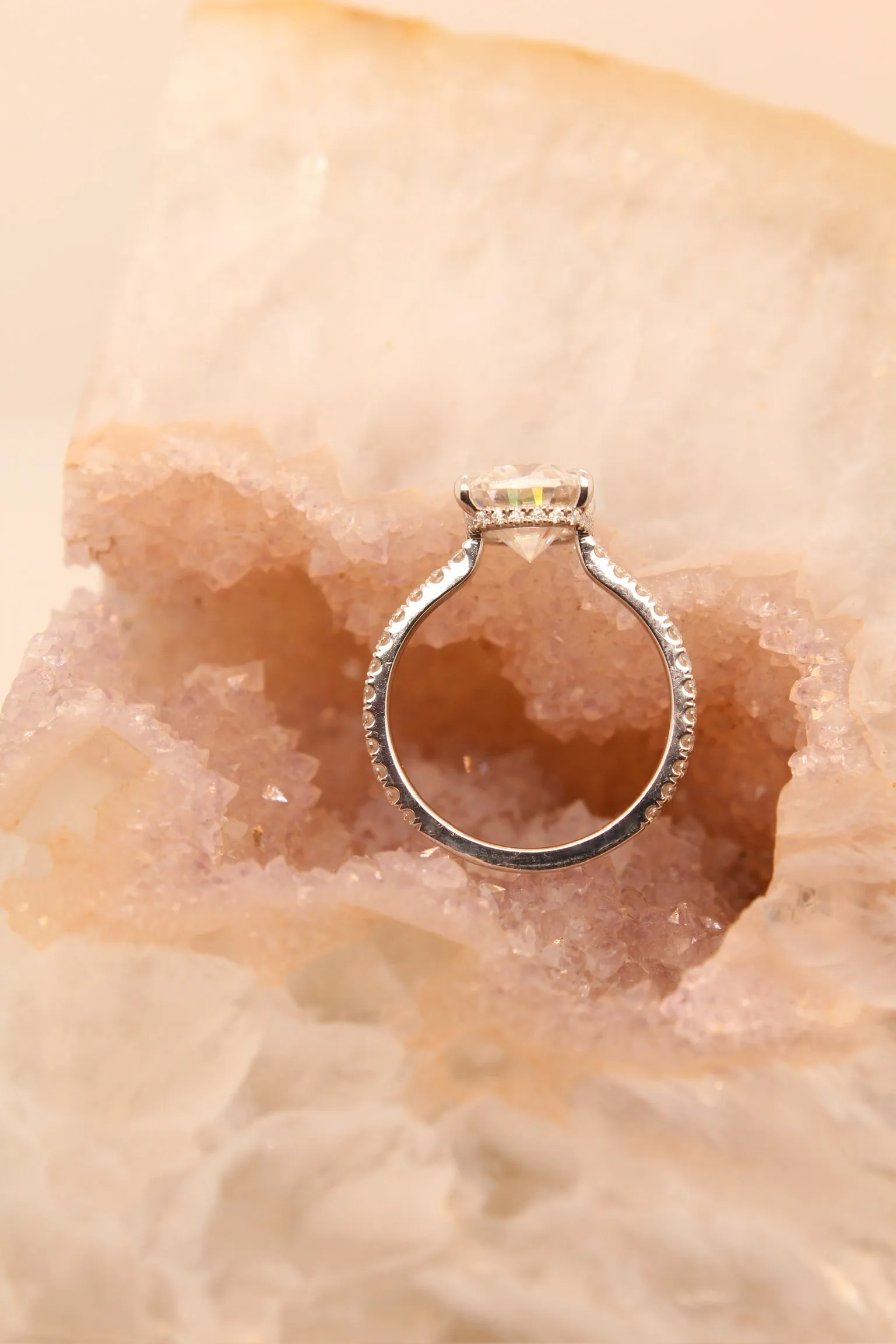 Low Profile Cushion Cut Hidden Halo Ring