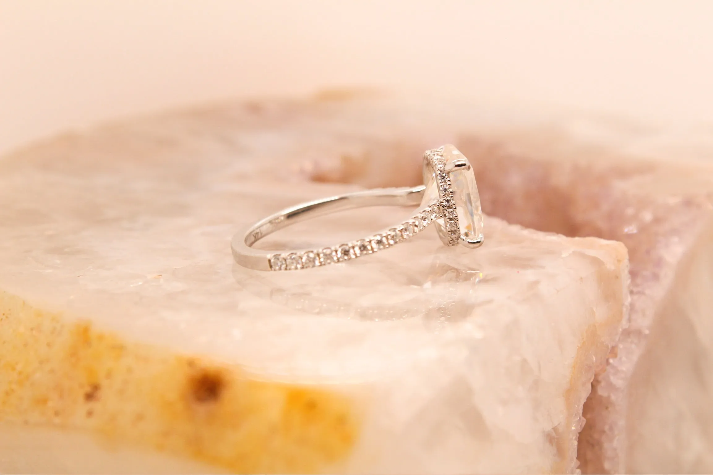 Low Profile Cushion Cut Hidden Halo Ring