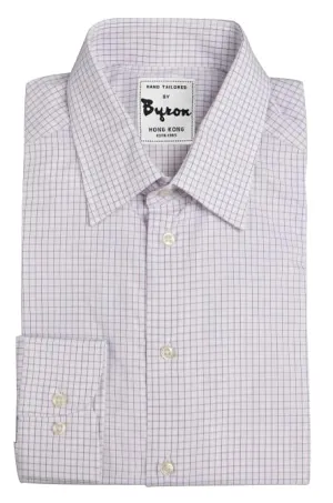 Lt. Grey Gingham Shirt, Forward Poing Collar, Rounded Cuff