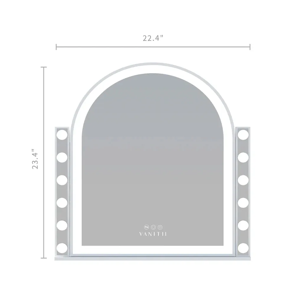 LUXE Scarlett Arch Hollywood Vanity Mirror with LED Lights and 10X Magnification