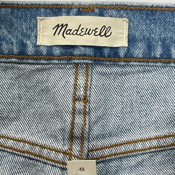 Madewell Relaxed Denim Shorts Madera Wash 28 Blue Side Slits Distressed Raw Hem