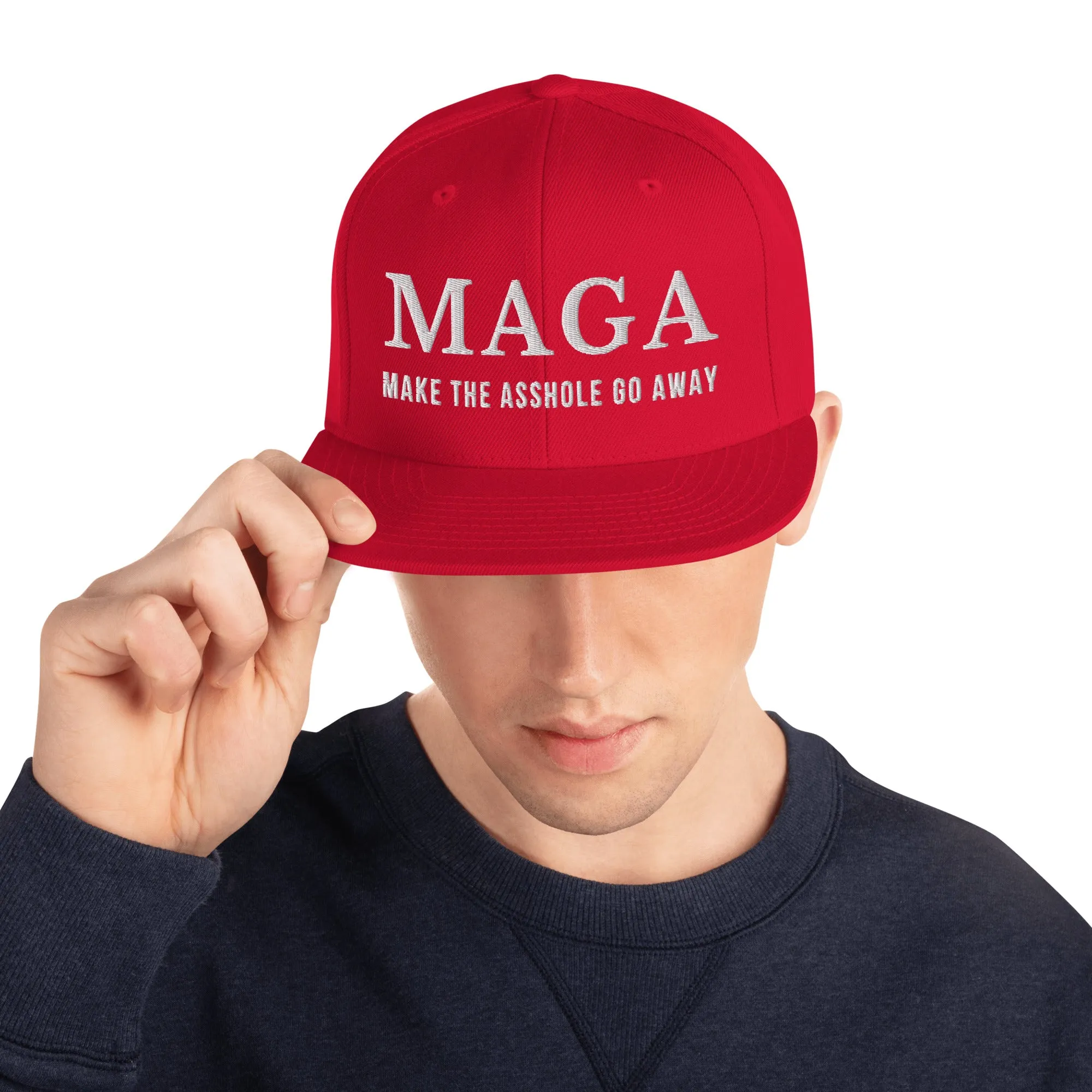 MAGA Make The Asshole Go Away Snapback Hat, Anti Trump Embroidered Hat
