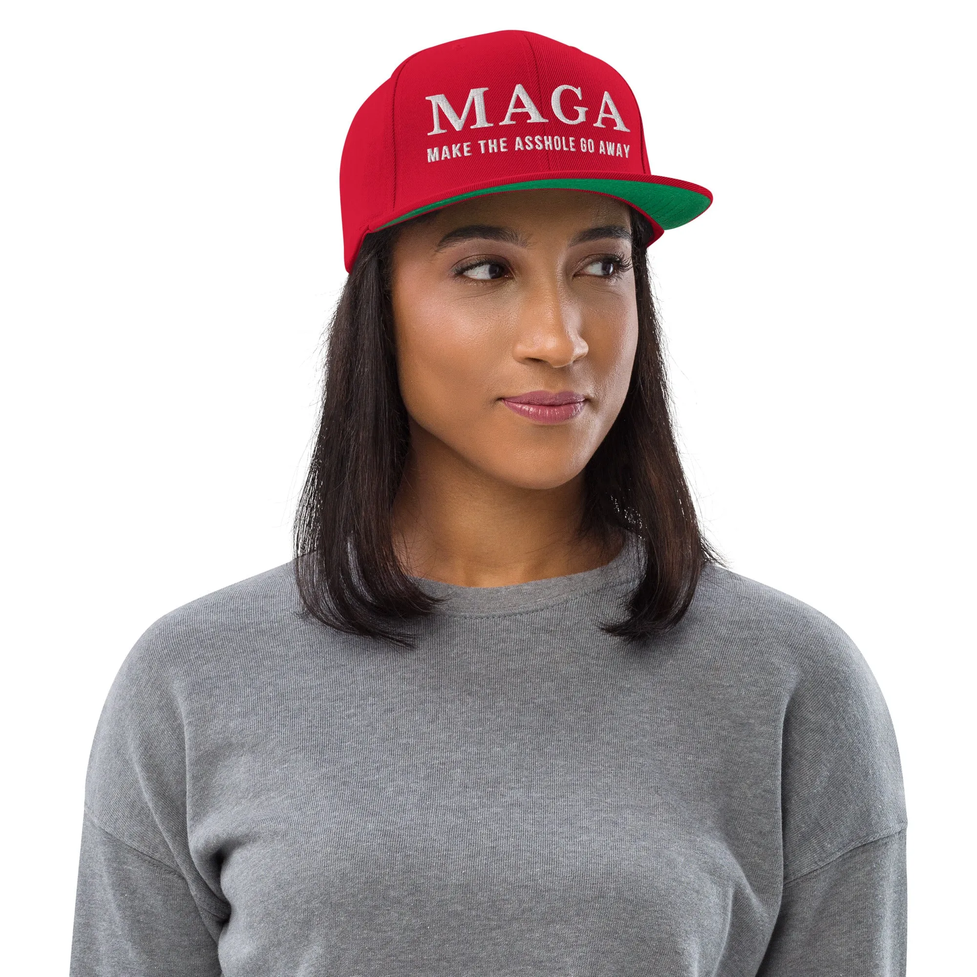 MAGA Make The Asshole Go Away Snapback Hat, Anti Trump Embroidered Hat