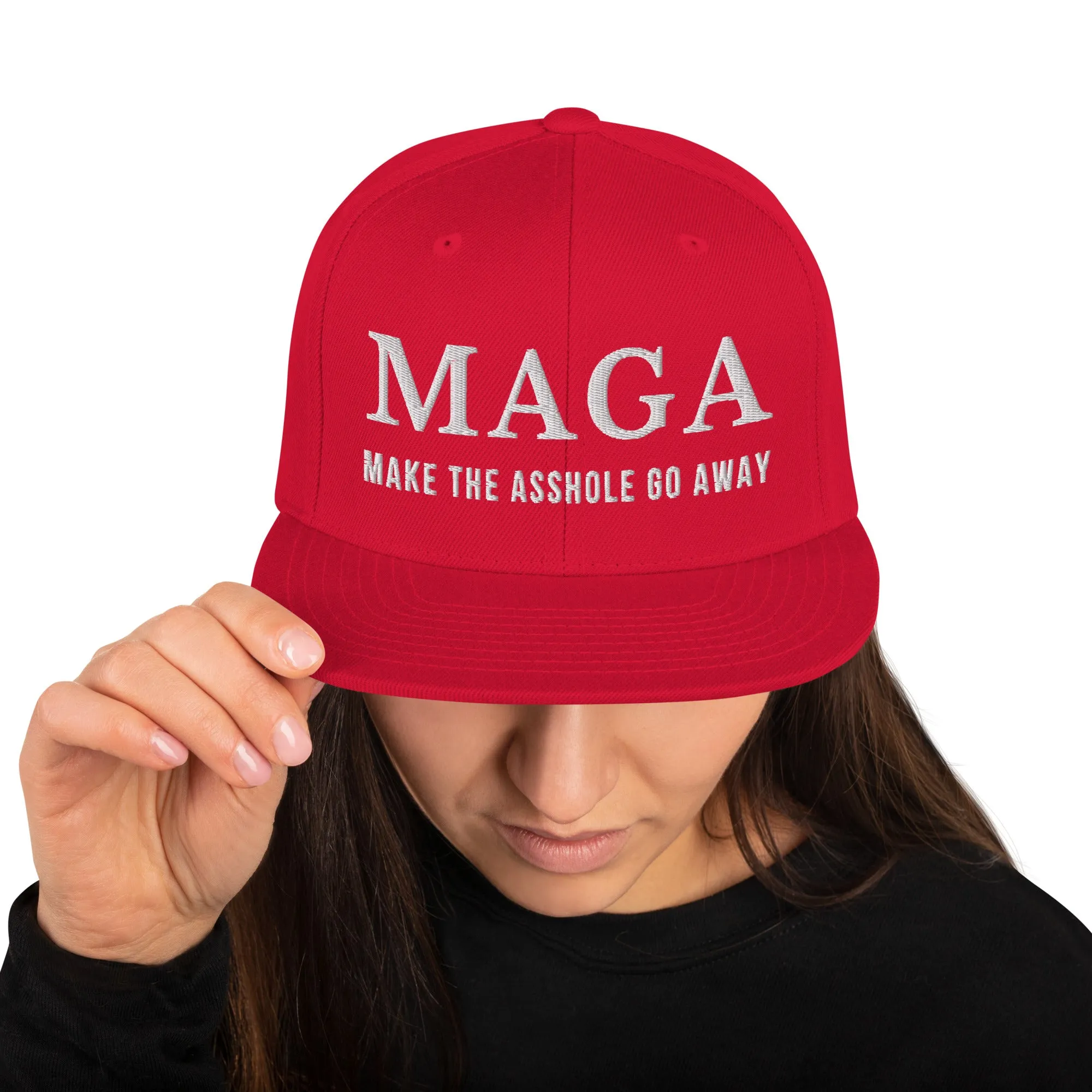 MAGA Make The Asshole Go Away Snapback Hat, Anti Trump Embroidered Hat