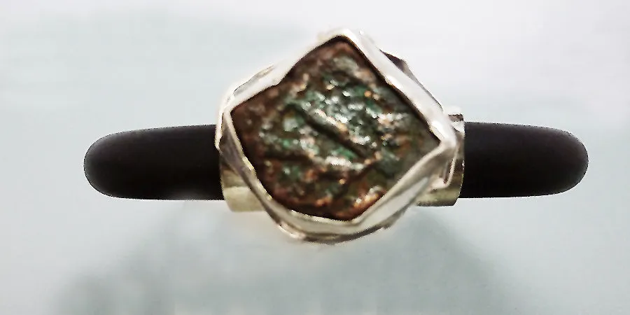 Malwa Coin in Sterling and Rubber Bracelet
